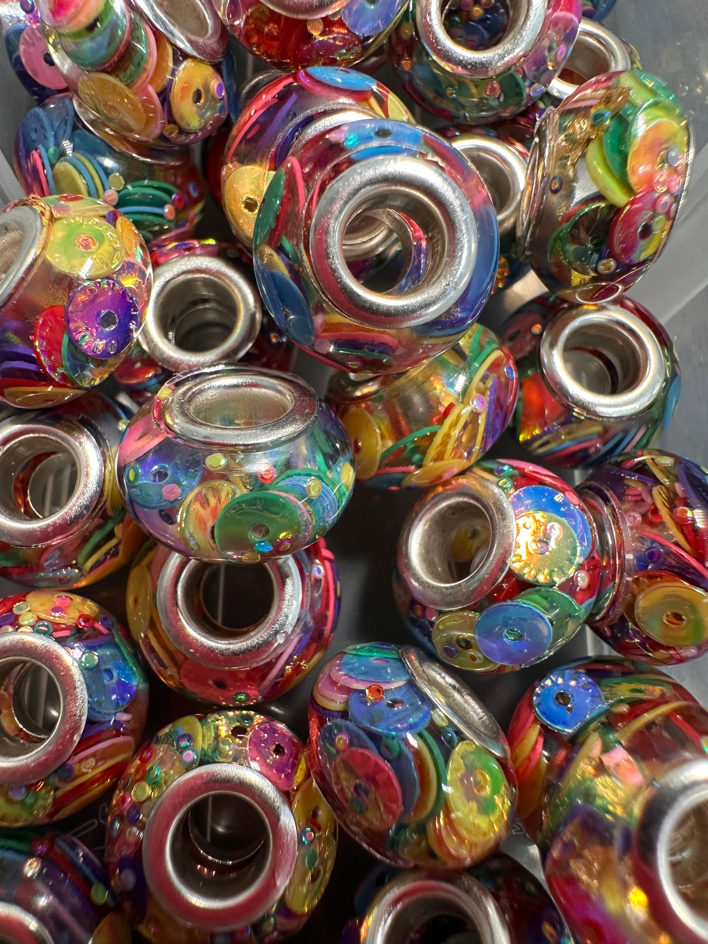 Resin filled spacer beads/ Ten beads included/ jewelry beads/ beadable pen/ keychain bead/ DIY bead/ 12mm approx/