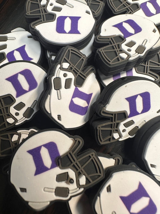 helmet shaped focal bead / football / blue devil/ Duke/ North Carolina