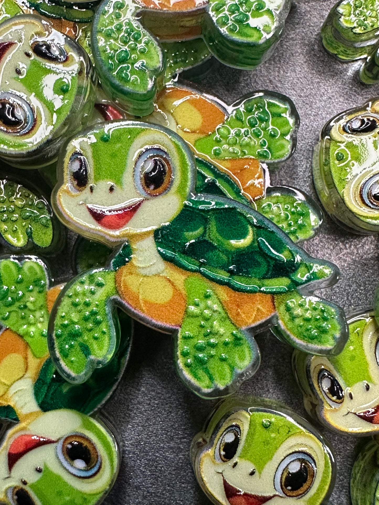 Sea Turtle acrylic focal bead- set of 2/ focal bead/ pen beading / keychain bead/ ocean life - sea life