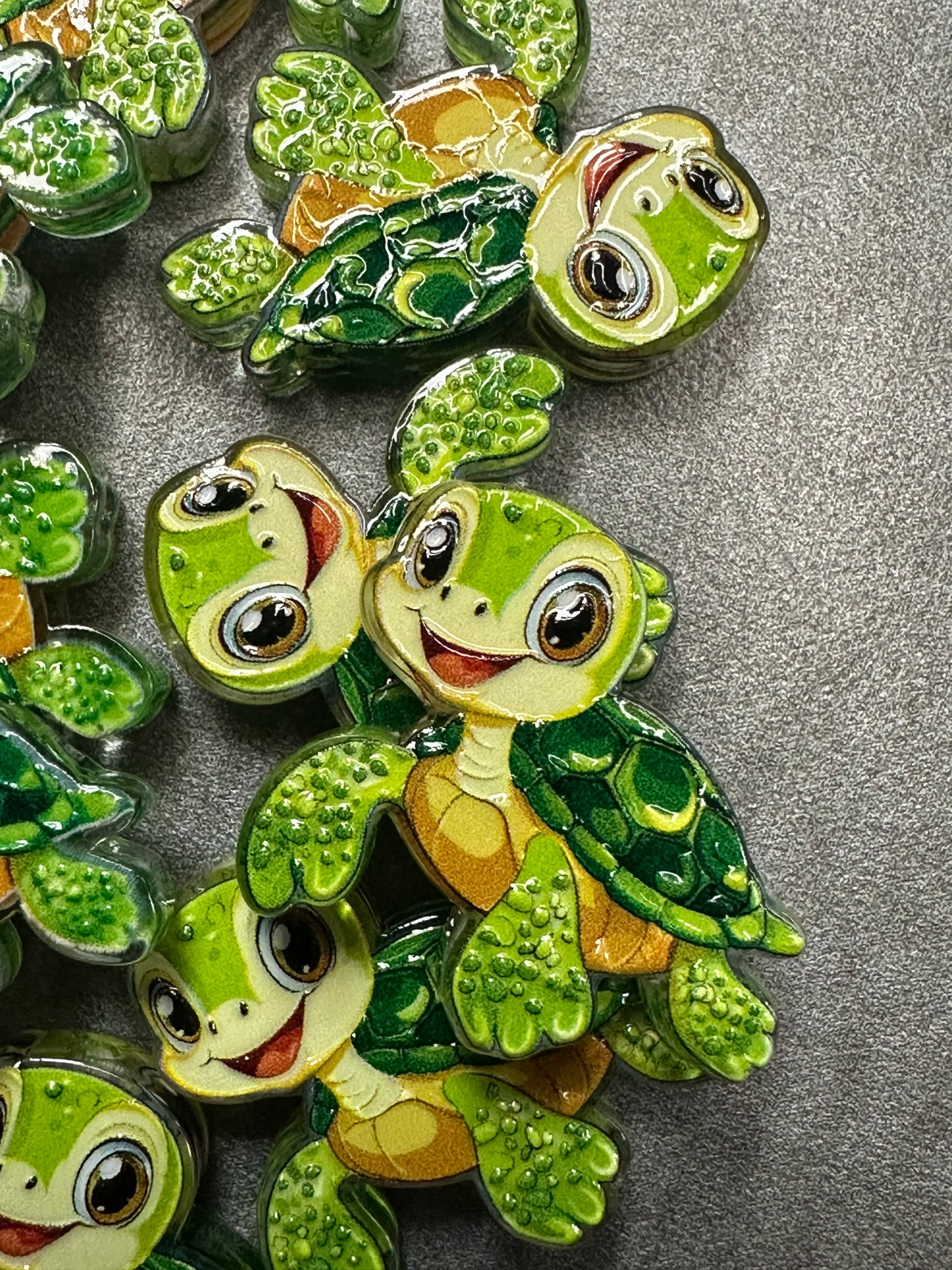 Sea Turtle acrylic focal bead- set of 2/ focal bead/ pen beading / keychain bead/ ocean life - sea life