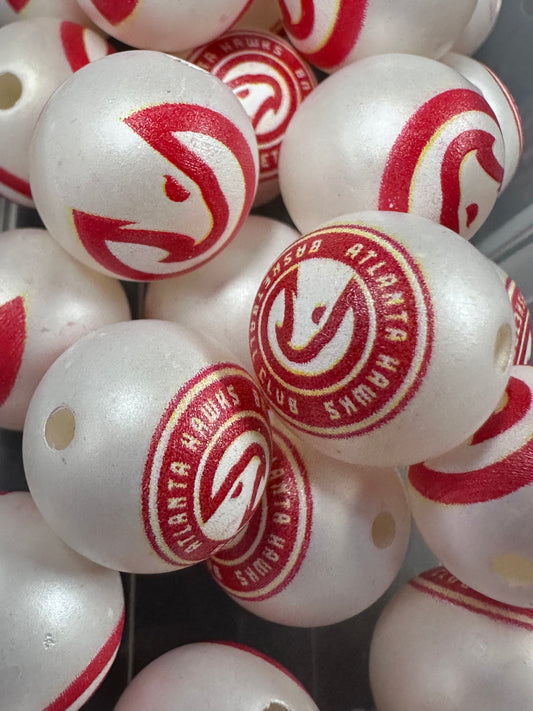 Atlanta Hawks Sports 16mm Sports Print Beads • Set of 10 • Great for Pens, Keychains & Crafts-