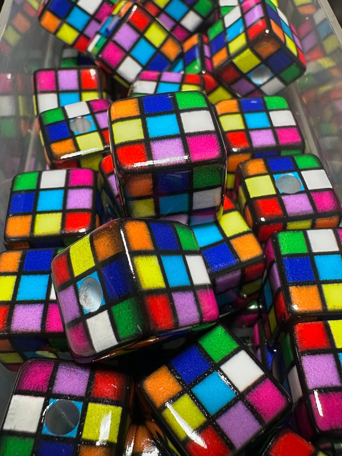 Ten (10) acrylic assorted colors cubed shaped beads/ beadable pen/ keychain bead/square bead