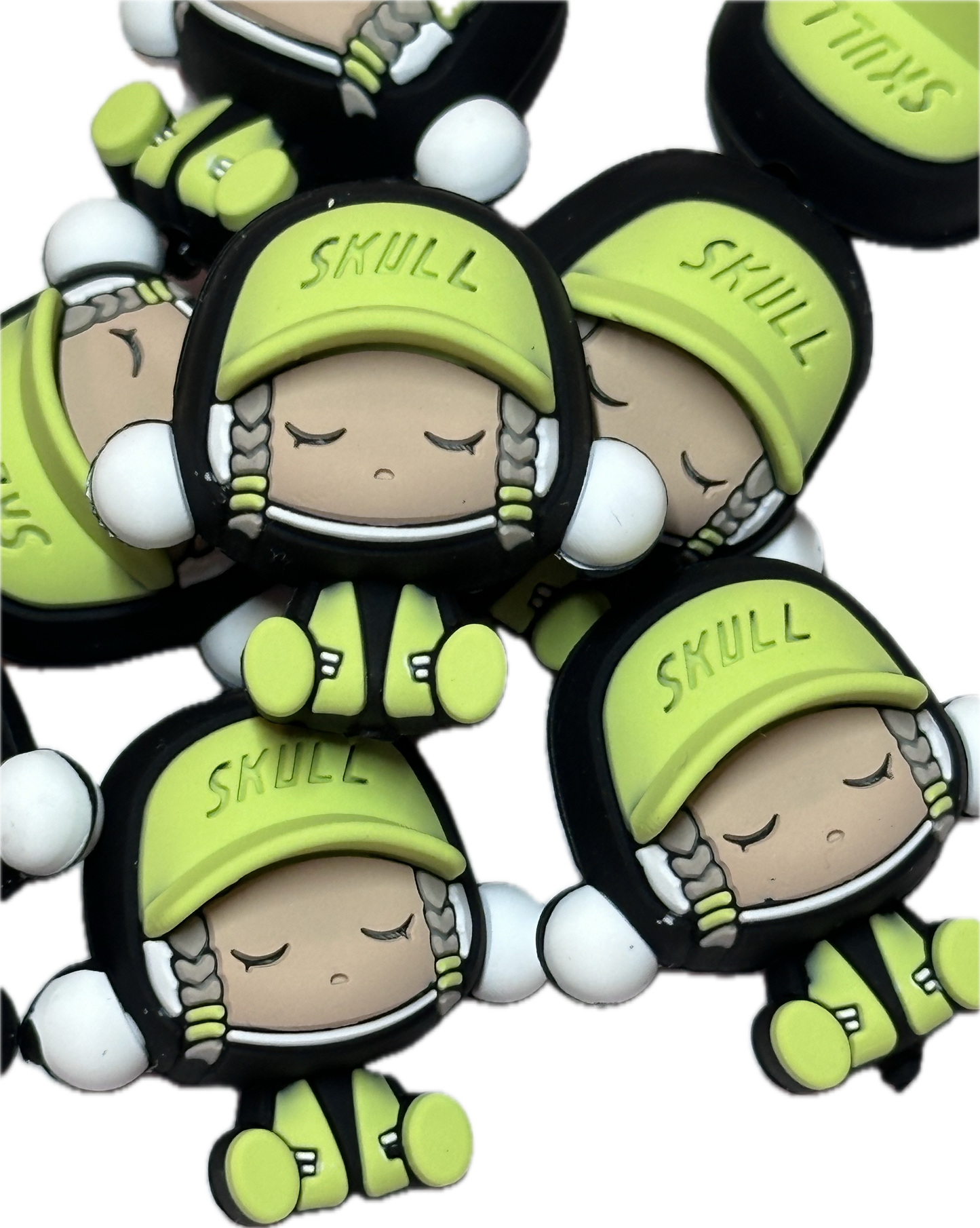 Child in headphones 3D Focal Bead/ beadable pen/ Silicone  bead/ keychain bead/skull