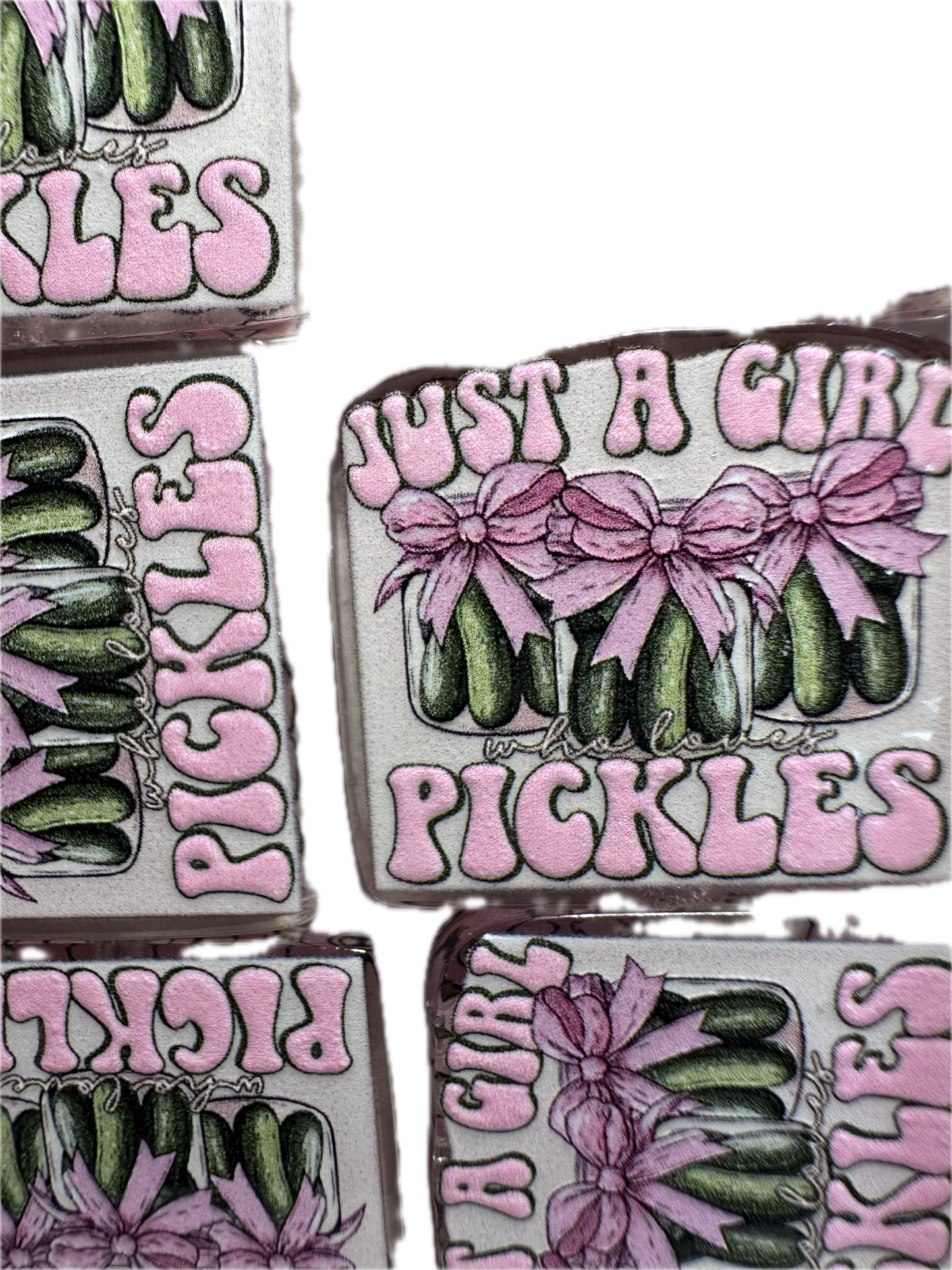 Pickle lover acrylic focal bead- set of 2/ focal bead/ pen beading / keychain bead/