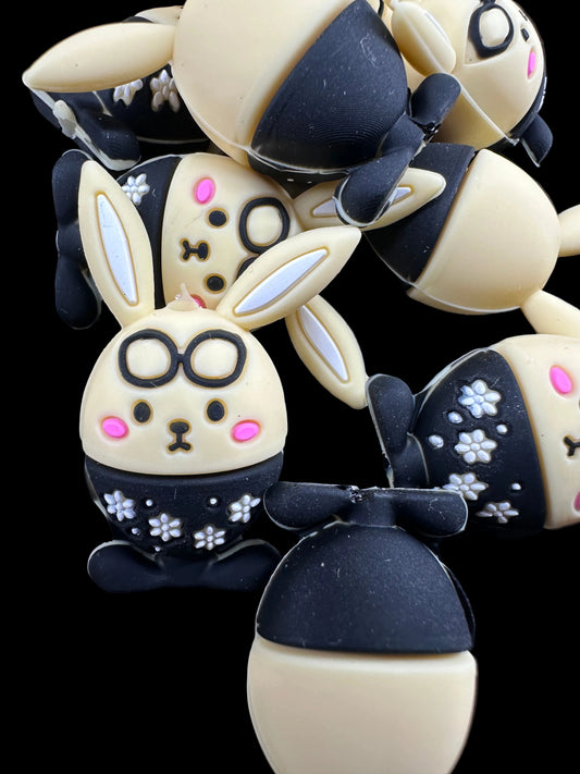 3D Easter bunny focal bead/ silicone bead/ pen beading/ DIY/ Easter egg/ bunny ears
