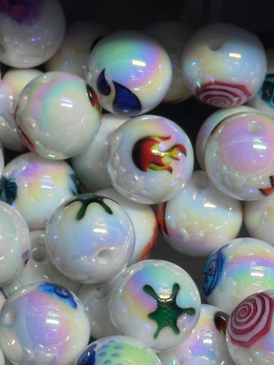 Movie beads/ Ten (10) included/16mm Bead/ beadable pen/ jewelry/ keychain/