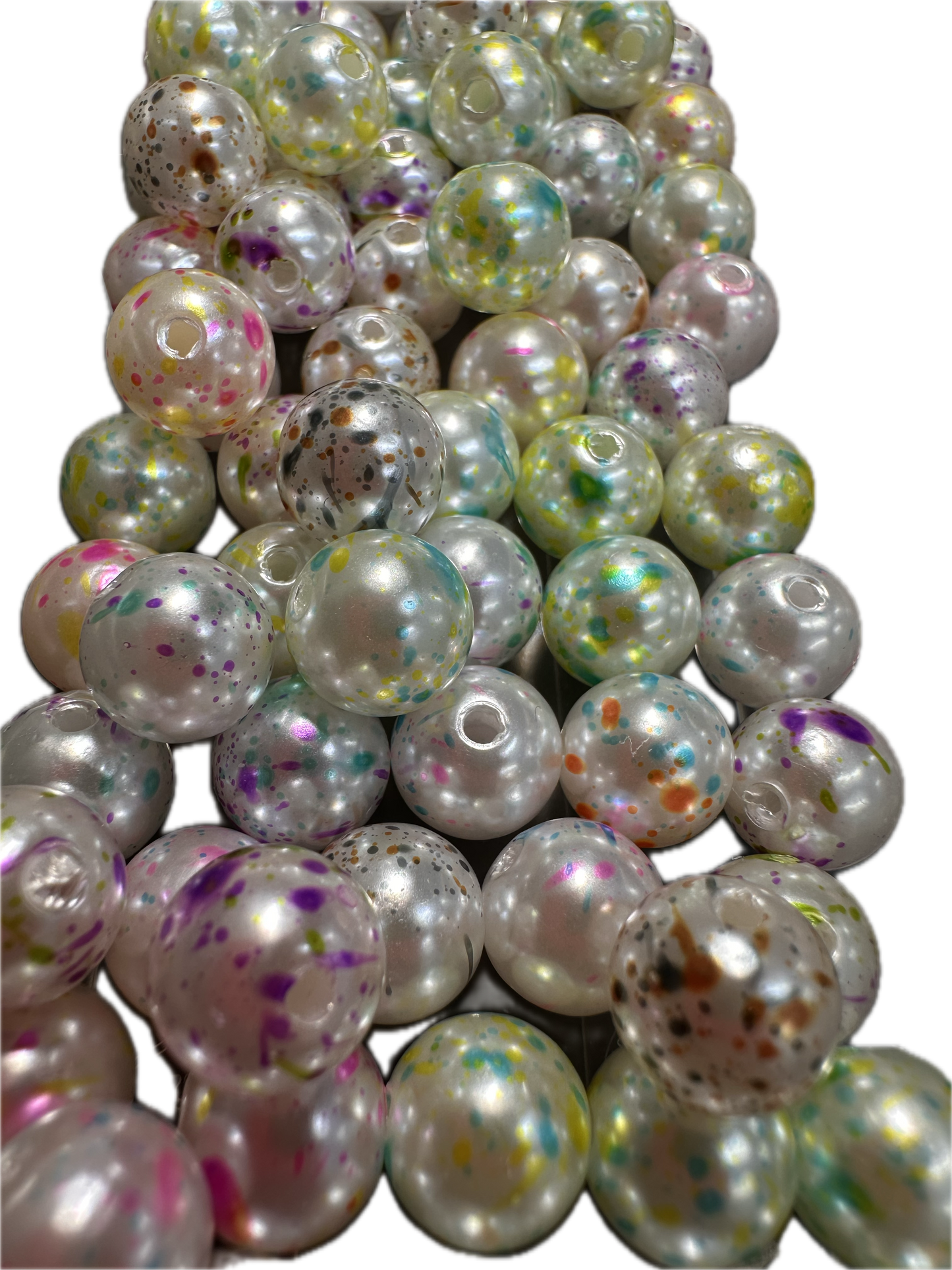 Abstract acrylic beads /paint splatter beads/ beadable pen/ keychain bead/round 10mm bead-set of 25/ random colors