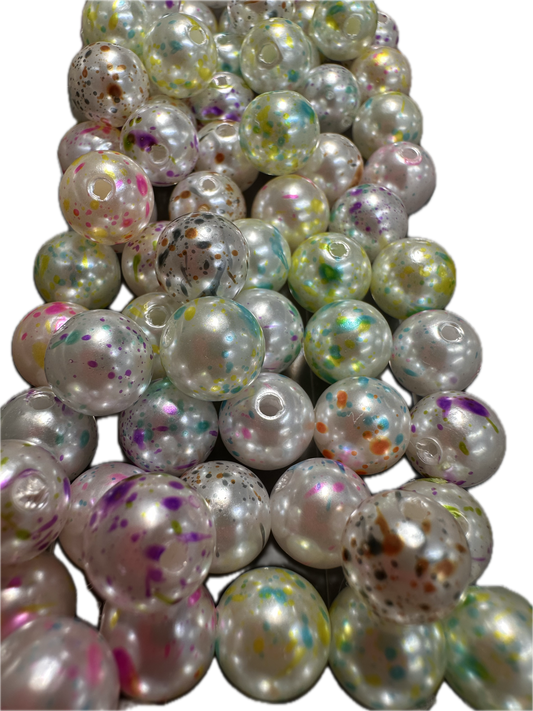 Abstract acrylic beads /paint splatter beads/ beadable pen/ keychain bead/round 10mm bead-set of 25/ random colors