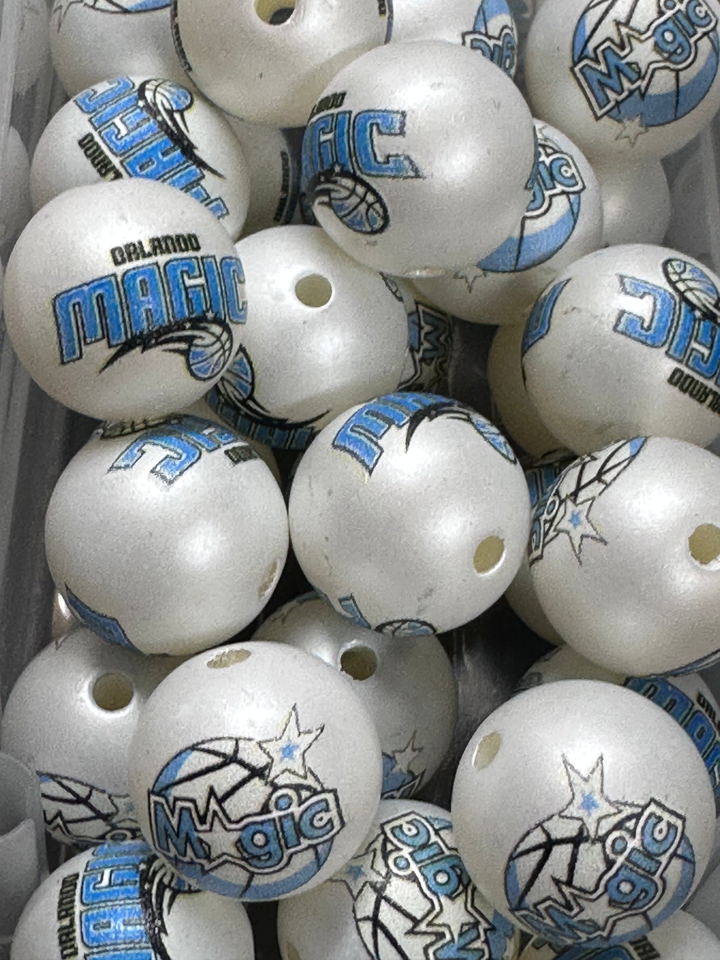 Magic basketball -16mm Sports Print Beads • Set of 10 • Great for Pens, Keychains & Crafts-