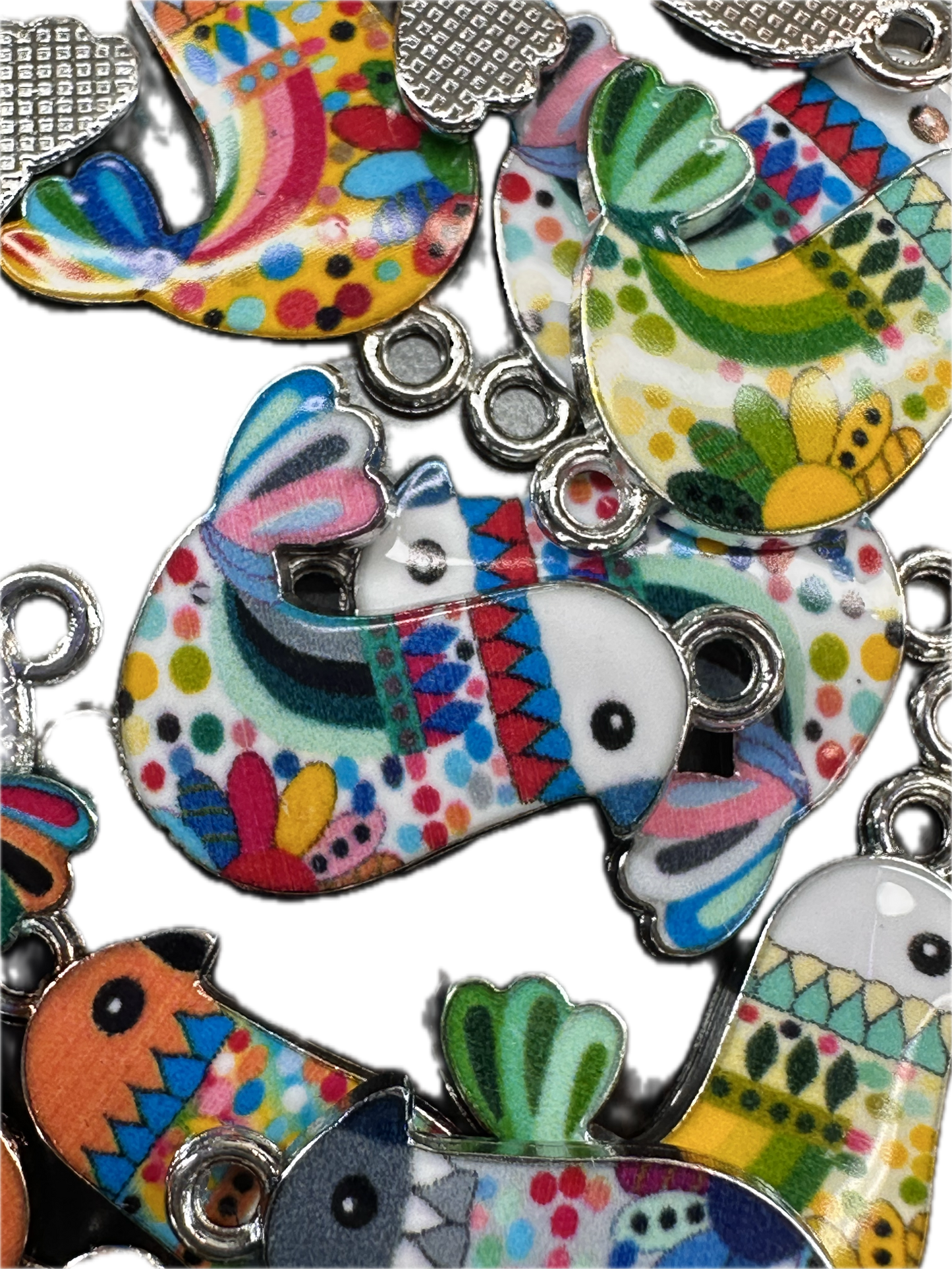Colorful Enamel Bird Charms – Whimsical Metal Connectors (1, 5, or 10 Pieces)