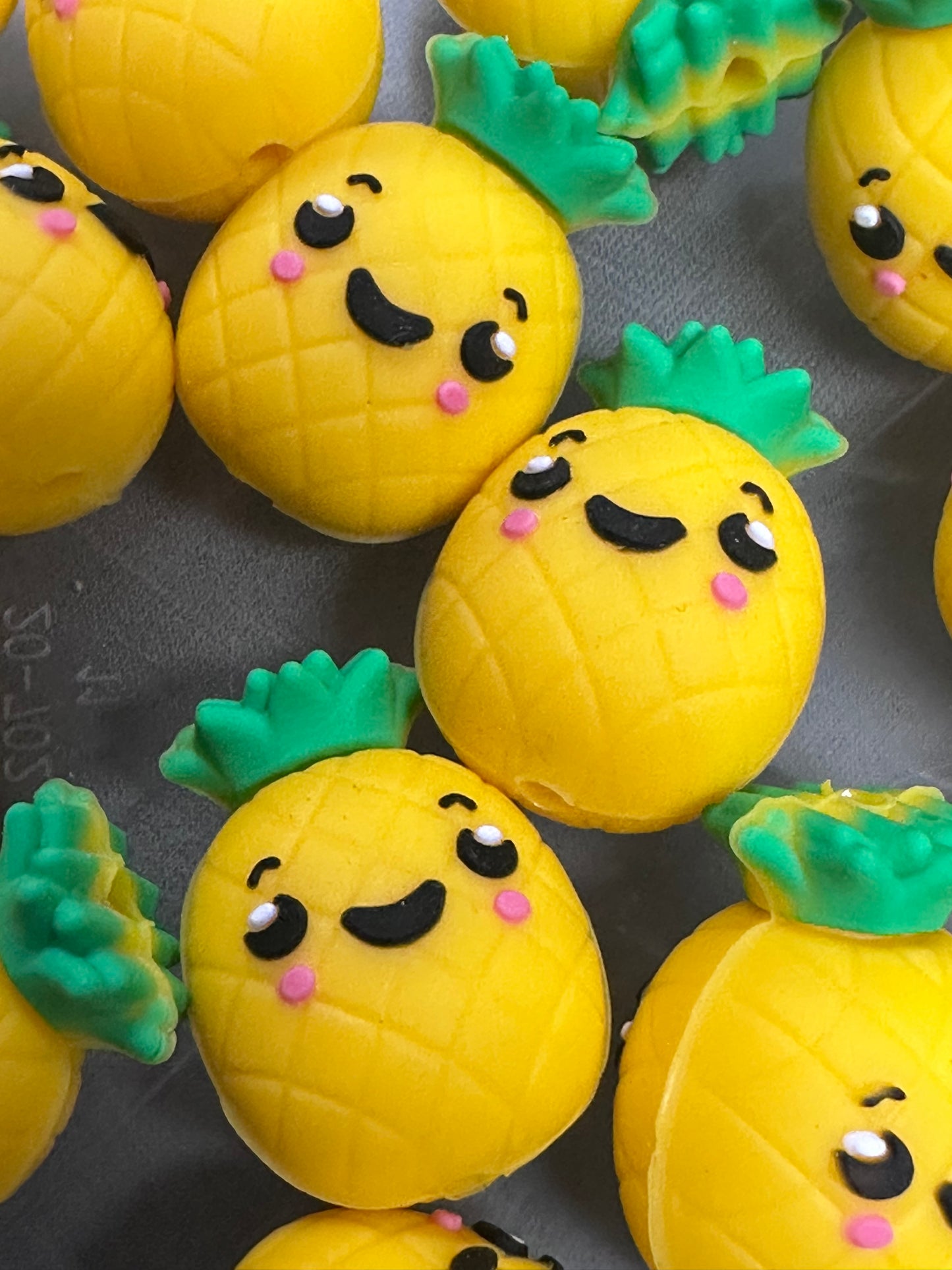 3D Yellow Pineapple silicone focal bead/fruit focal bead