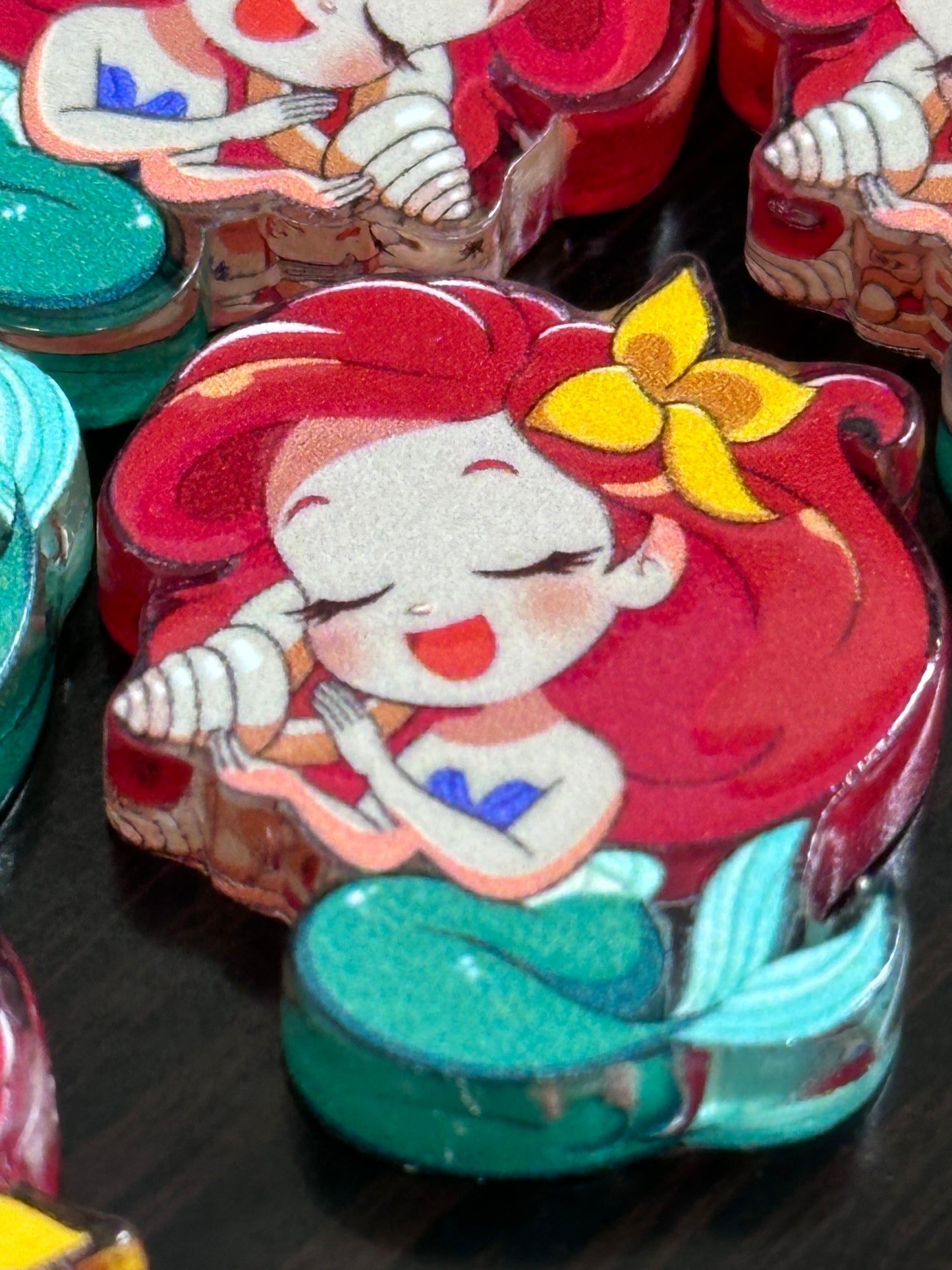 red hair mermaid acrylic focal bead- set of 2/ focal bead/ pen beading / keychain bead
