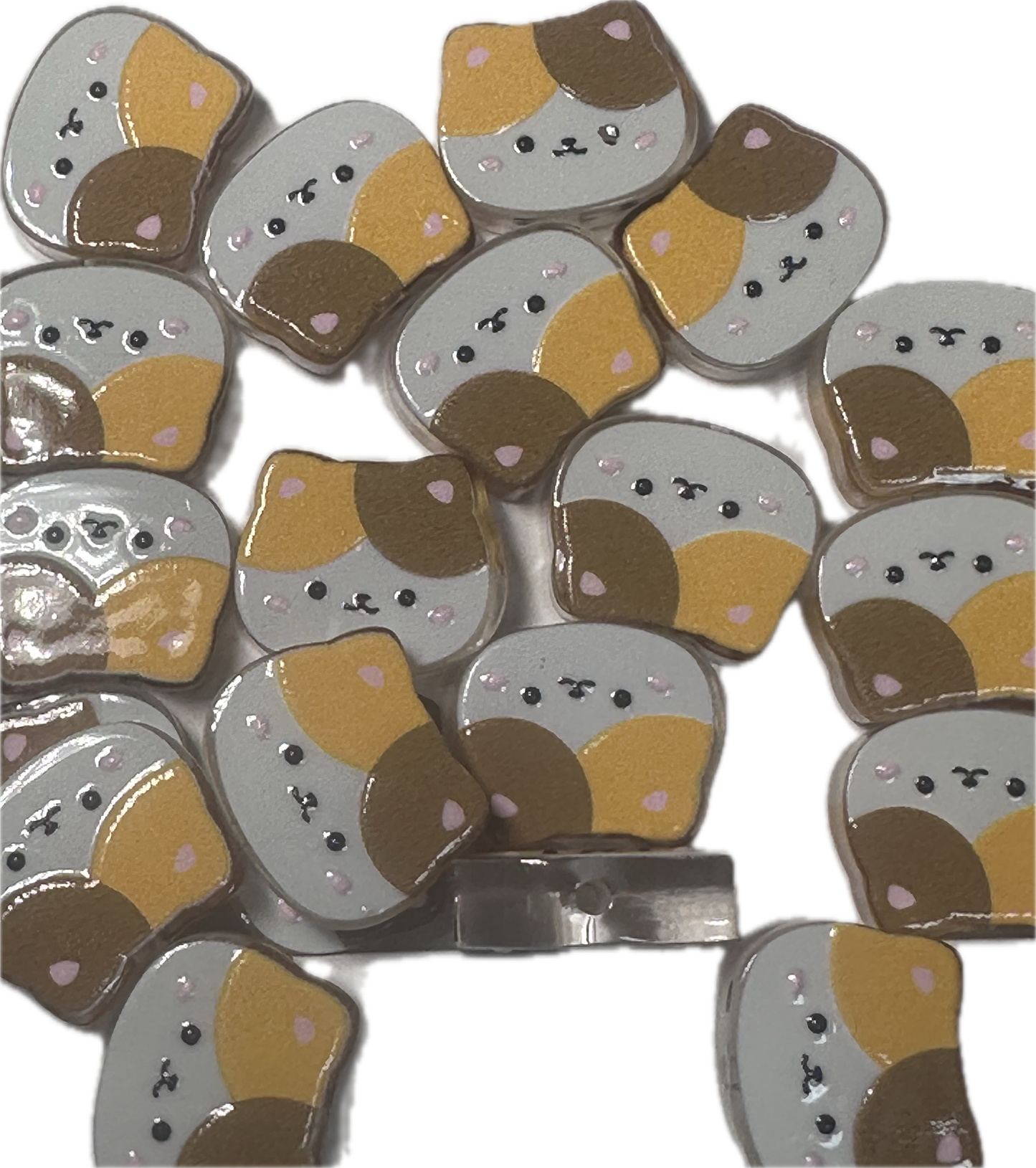 Calico cat head acrylic focal bead- set of 2/ focal bead/ pen beading / keychain bead/
