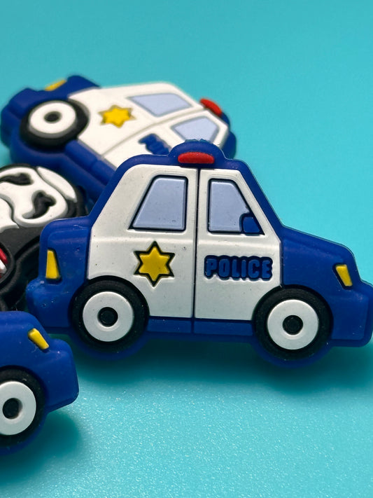 Police car focal beads/ Focal Bead/ beadable pen/ Silicone bead/ keychain bead/ DIY/vintage cars