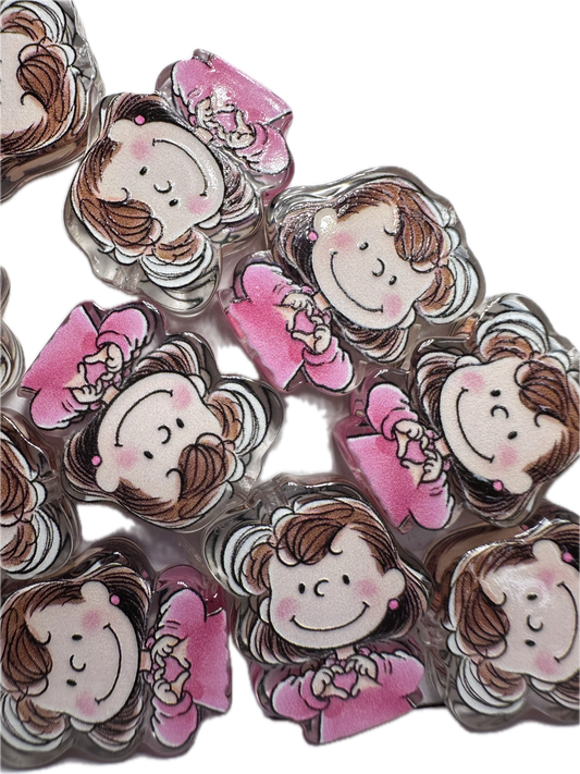 Lucy acrylic focal bead- set of 2/ focal bead/ pen beading / keychain bead/Peanuts