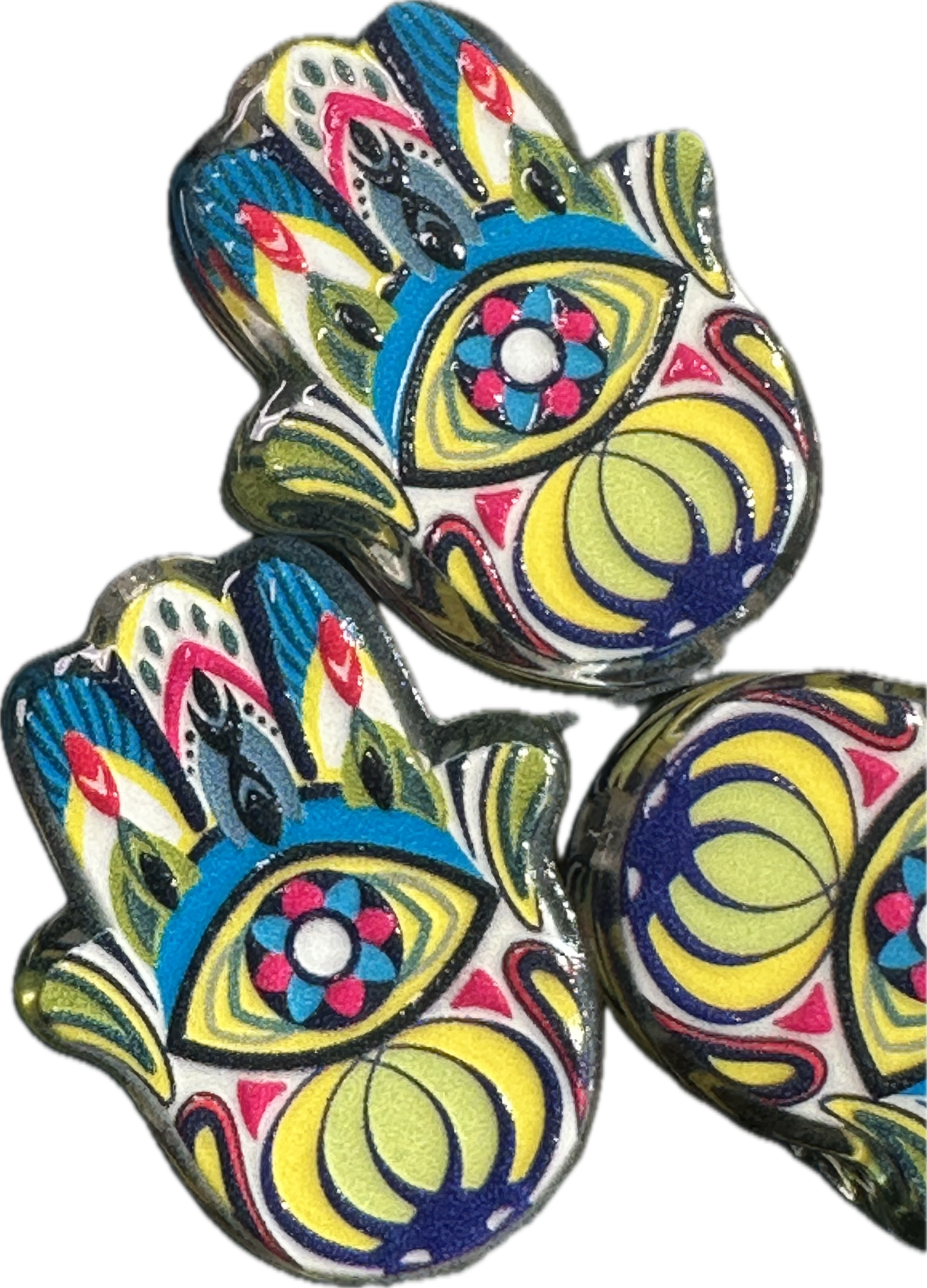 Hamsa acrylic focal bead- set of 2/ focal bead/ pen beading / keychain bead / Khamsa