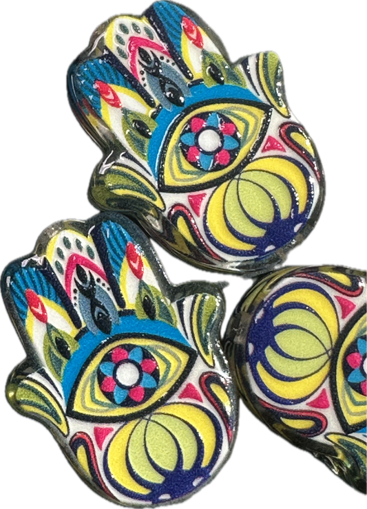 Hamsa acrylic focal bead- set of 2/ focal bead/ pen beading / keychain bead / Khamsa