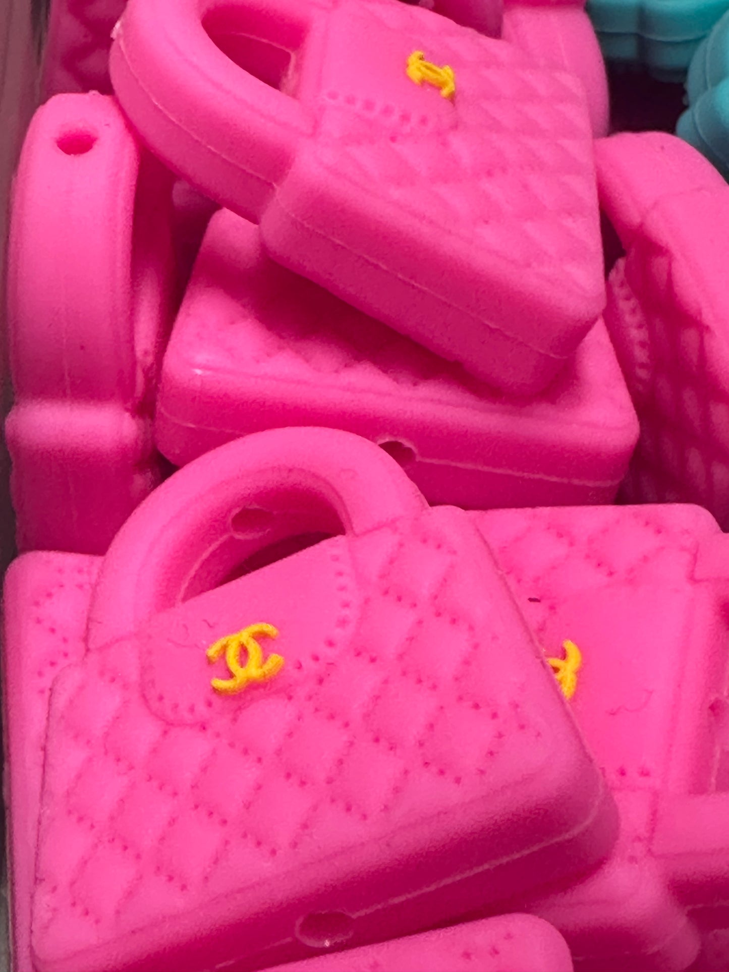 Pink Purse Handbag silicone bead/ focal bead /pen beading / keychain bead