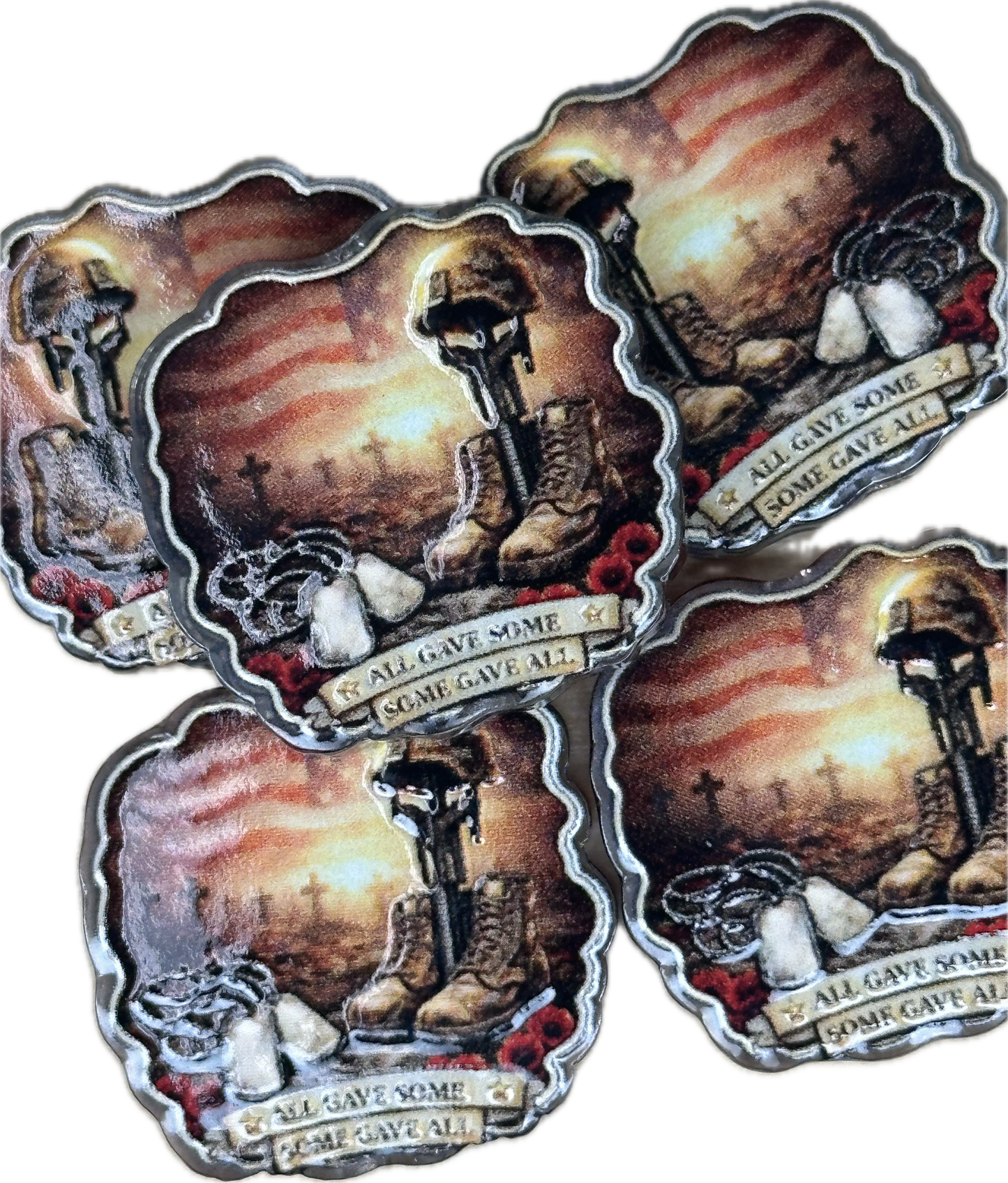 Veteran acrylic focal bead- set of 2/ focal bead/ pen beading / keychain bead/ military/ patriotic / custom bead