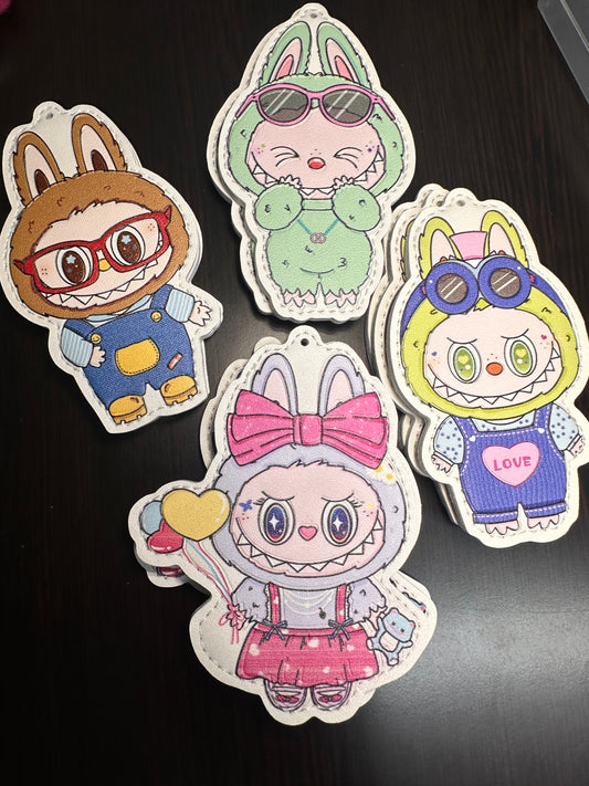 Labubu monster Character Faux Leather Charms- for bag charms, keyrings, Christmas ornaments