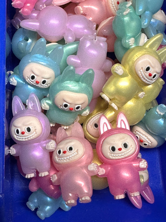 3D standing Labubu focal bead/ set of five (5) random pvc rubber focal  bead for pen beading/monster/ elf