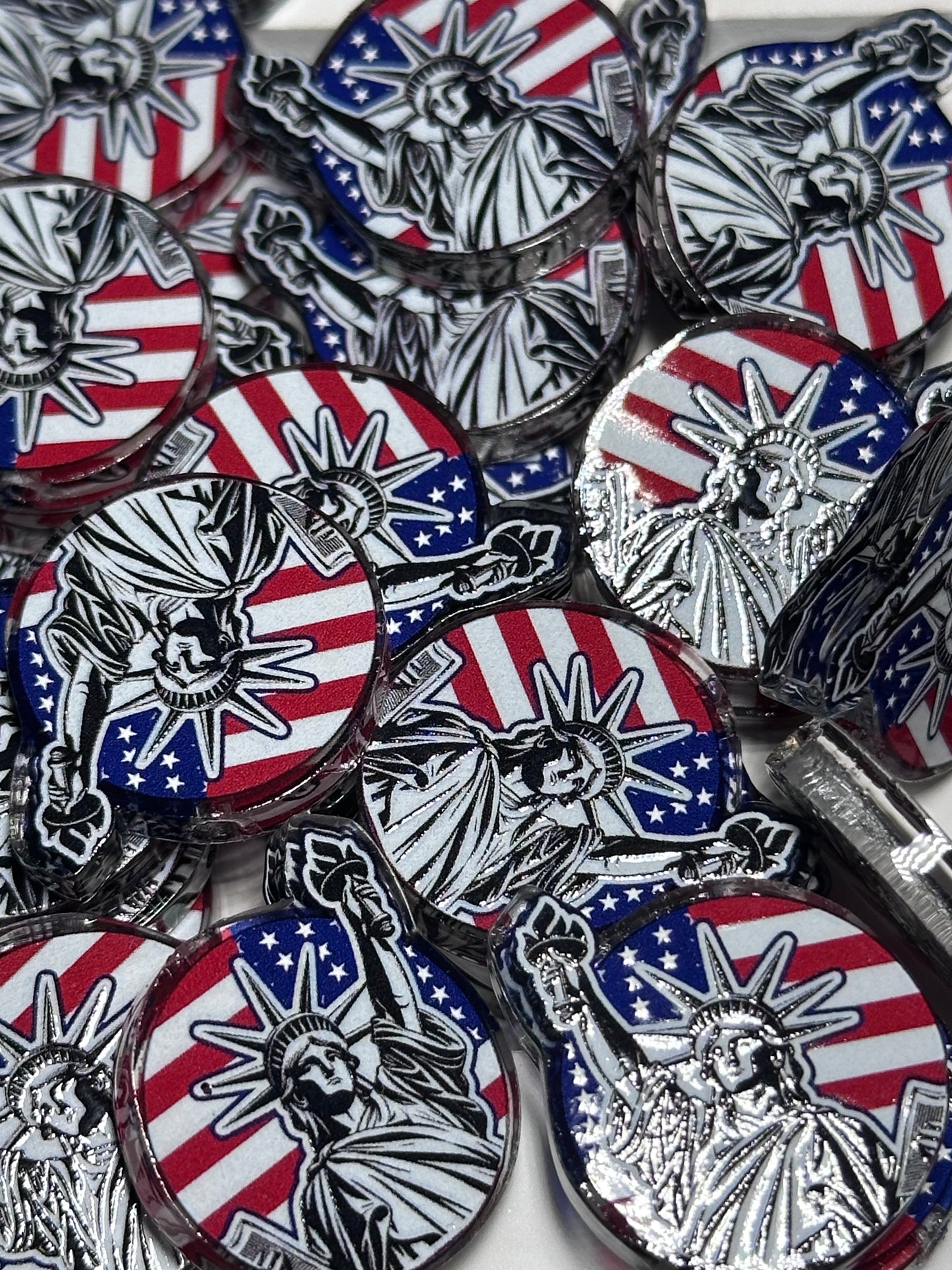 USA Patriotic acrylic focal bead- set of 2/ focal bead/ pen beading / keychain bead/Statue of Liberty