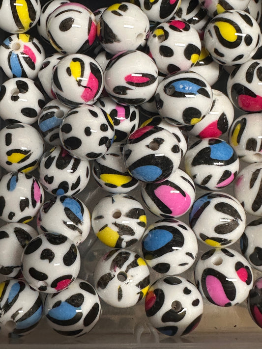 Color Splash Leopard Print Beads – 20mm (Set of 10)-80s bead-
