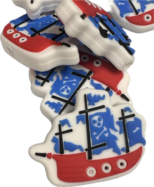 Pirate ship silicone focal bead/ vacation/ sail boat