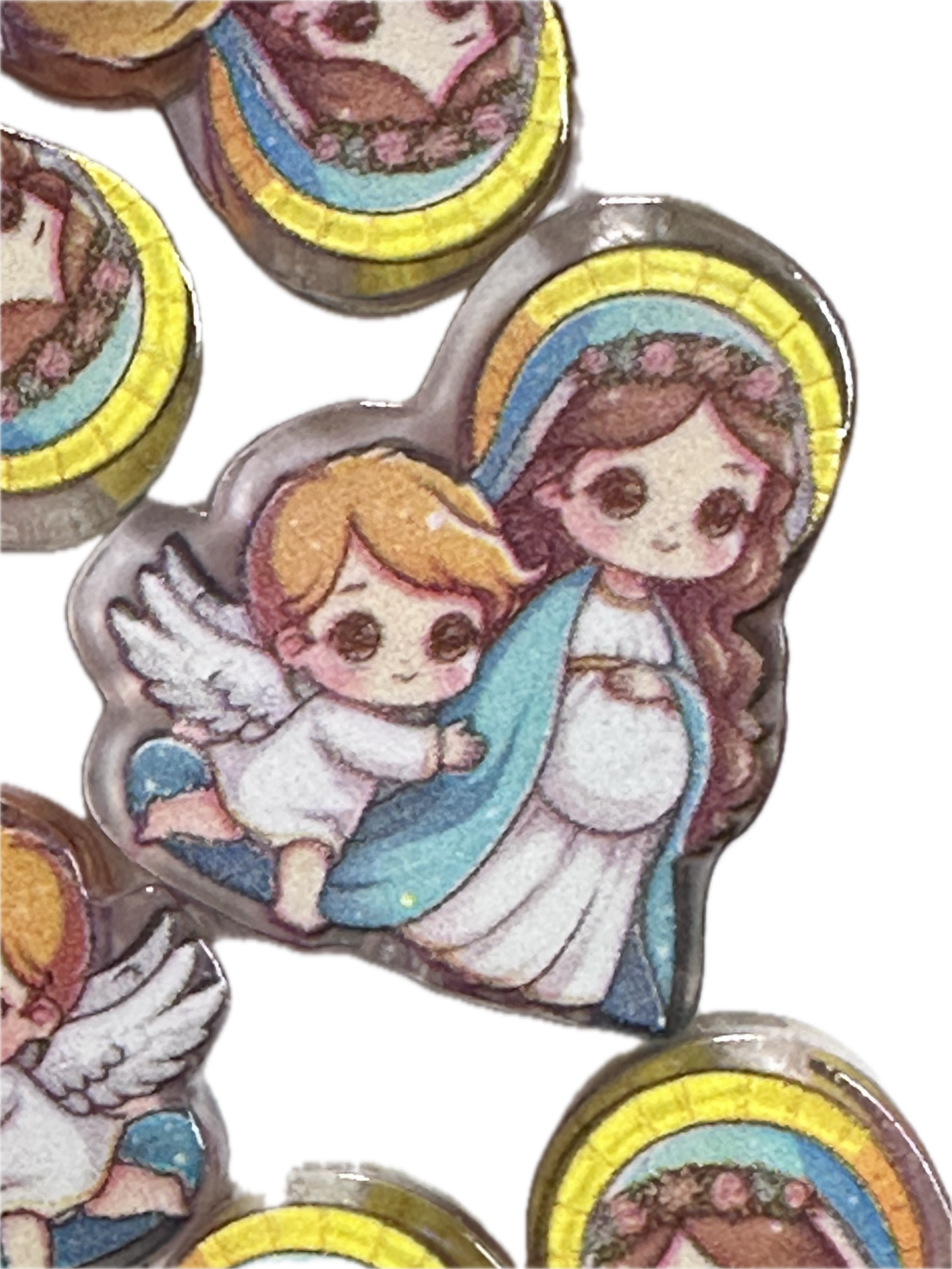 Angel and Mary acrylic focal bead- set of 2/ focal bead/ pen beading / keychain bead/ pregnant