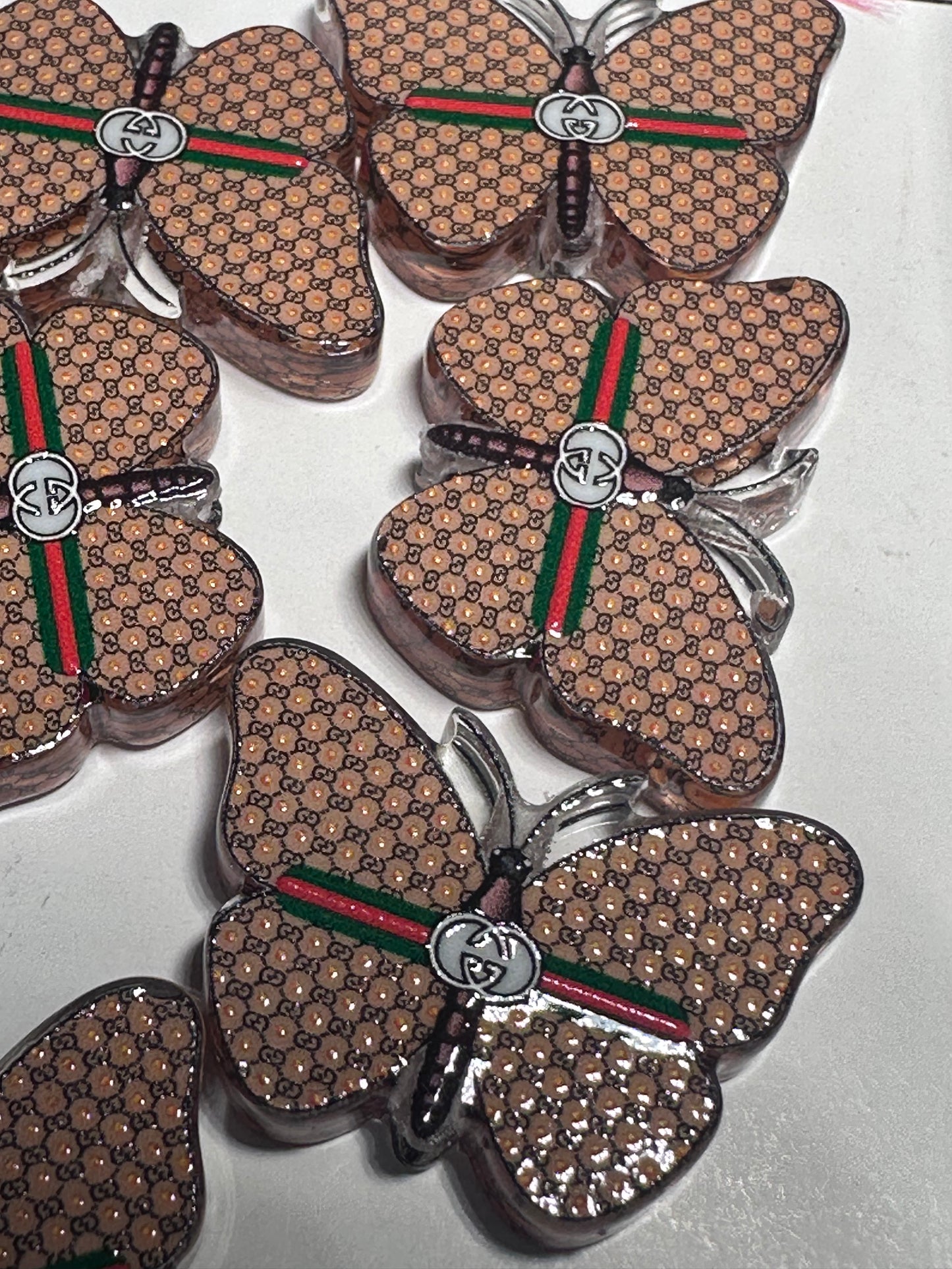 Fancy design butterfly acrylic focal bead- set of 2/ focal bead/ pen beading / keychain bead /