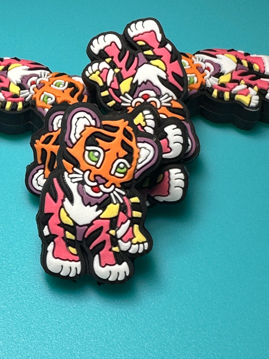 Colorful tiger Focal Bead/ beadable pen/ Silicone bead/ keychain bead/tiger/ Lisa