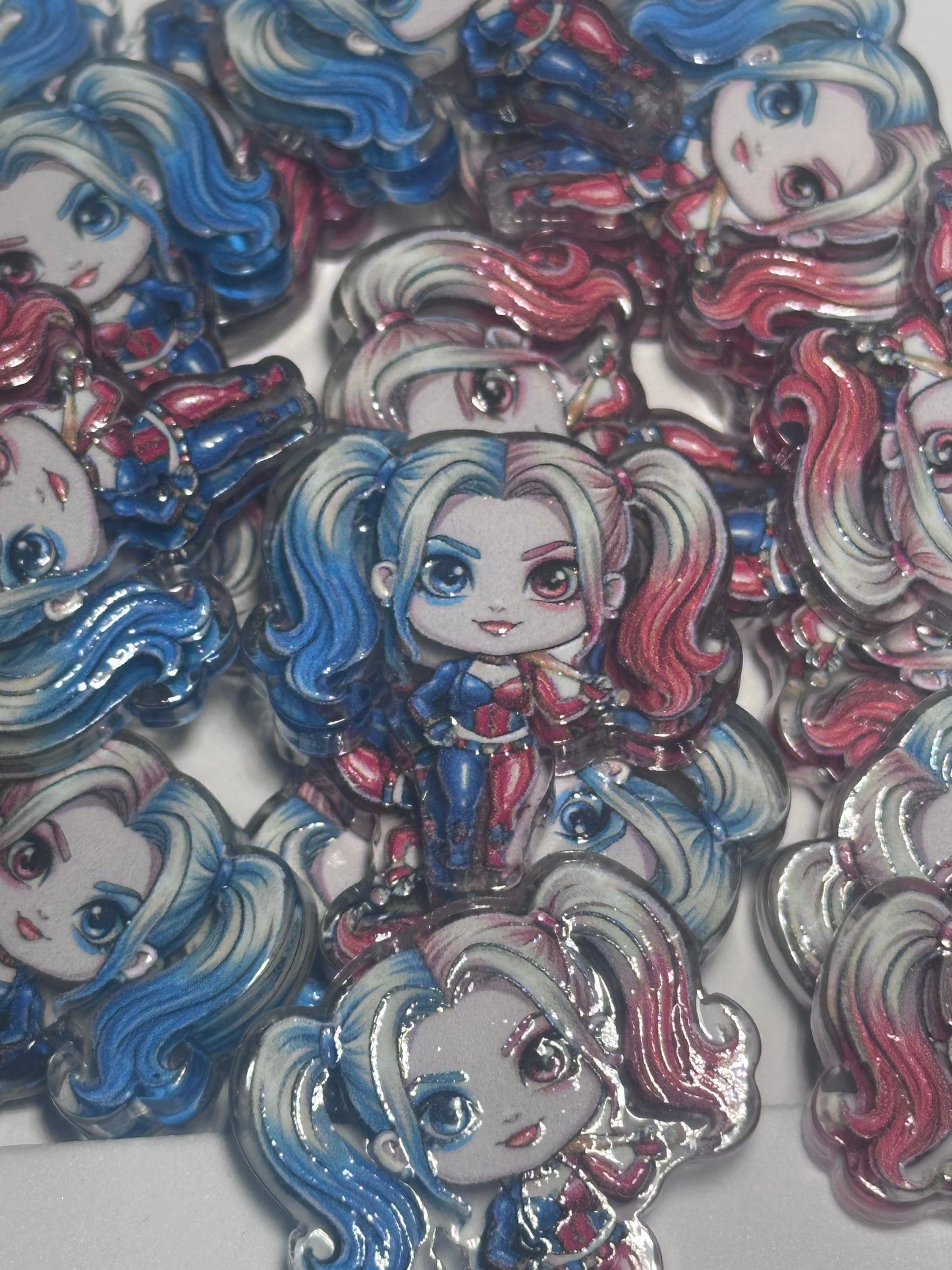 Harlequin acrylic focal bead- set of 2/ focal bead/ pen beading / keychain bead/ Girl