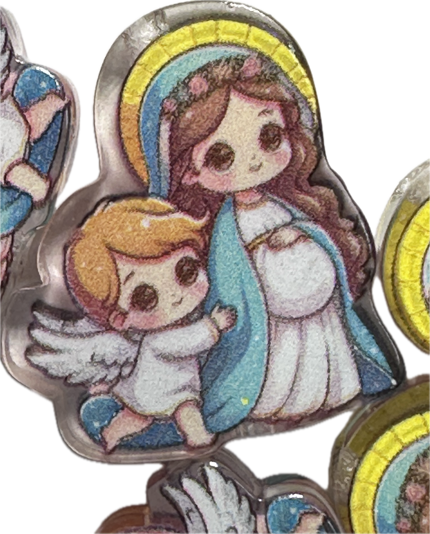 Angel and Mary acrylic focal bead- set of 2/ focal bead/ pen beading / keychain bead/ pregnant