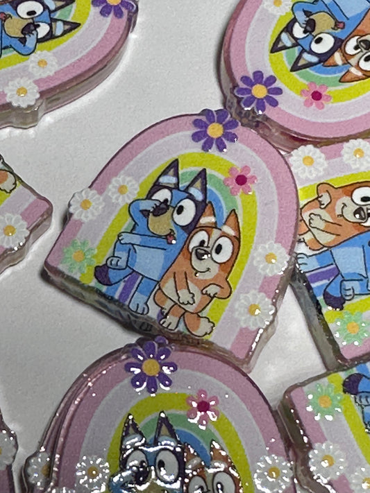 Family acrylic focal bead- set of 2/ focal bead/ pen beading / keychain bead/ Bluey and Bingo