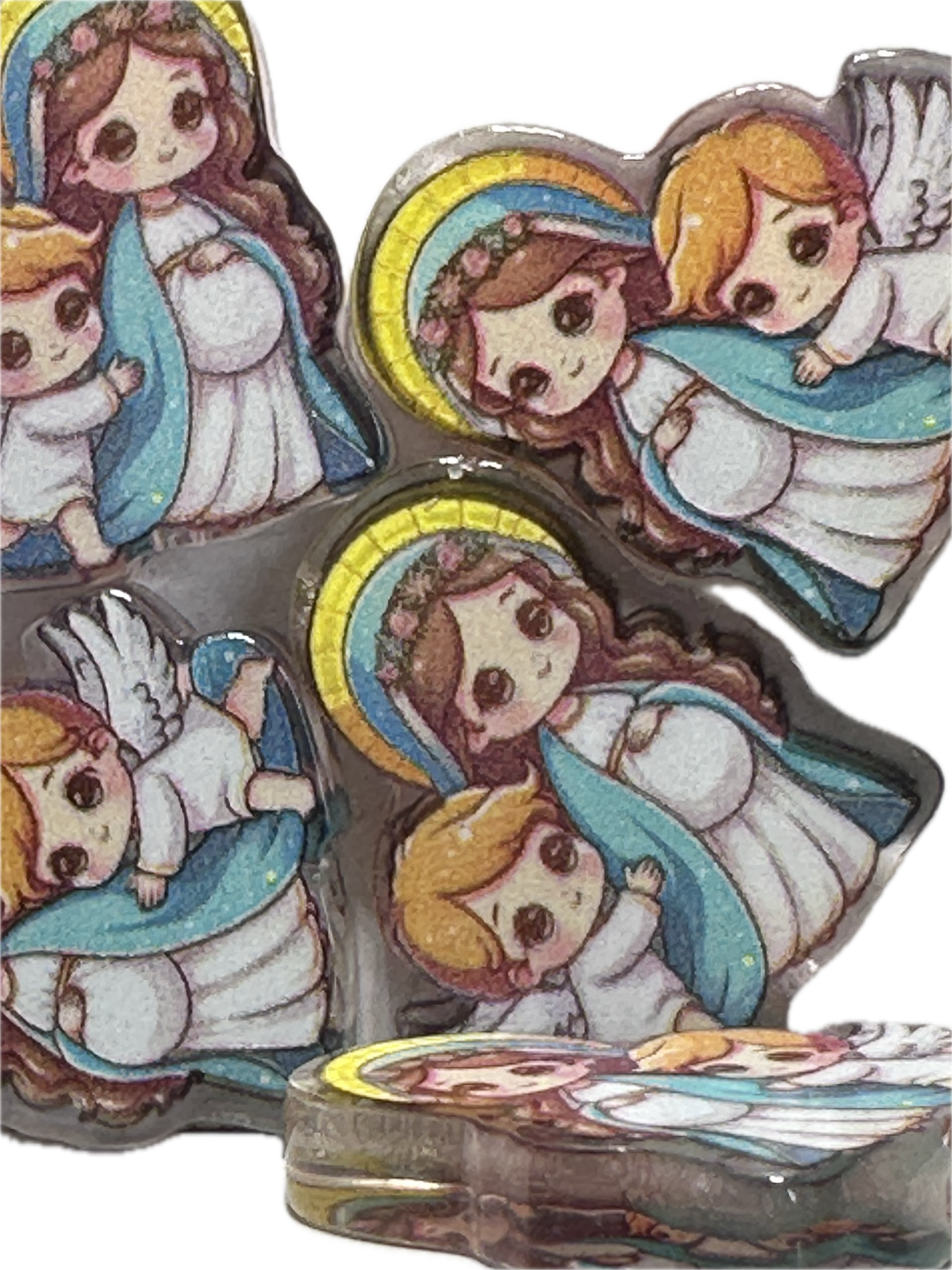 Angel and Mary acrylic focal bead- set of 2/ focal bead/ pen beading / keychain bead/ pregnant