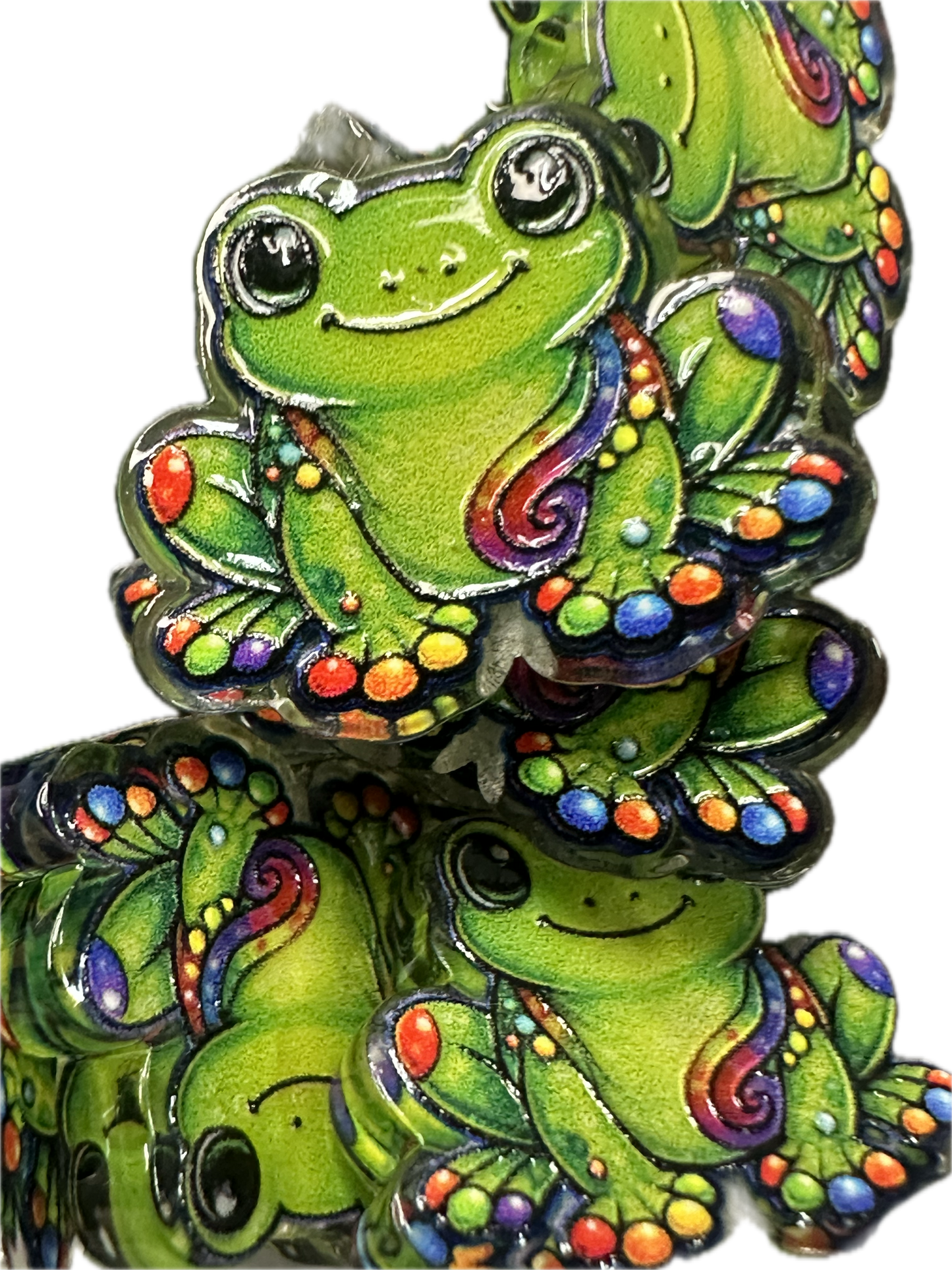 Colorful frog acrylic focal bead- set of 2/ focal bead/ pen beading / keychain bead/
