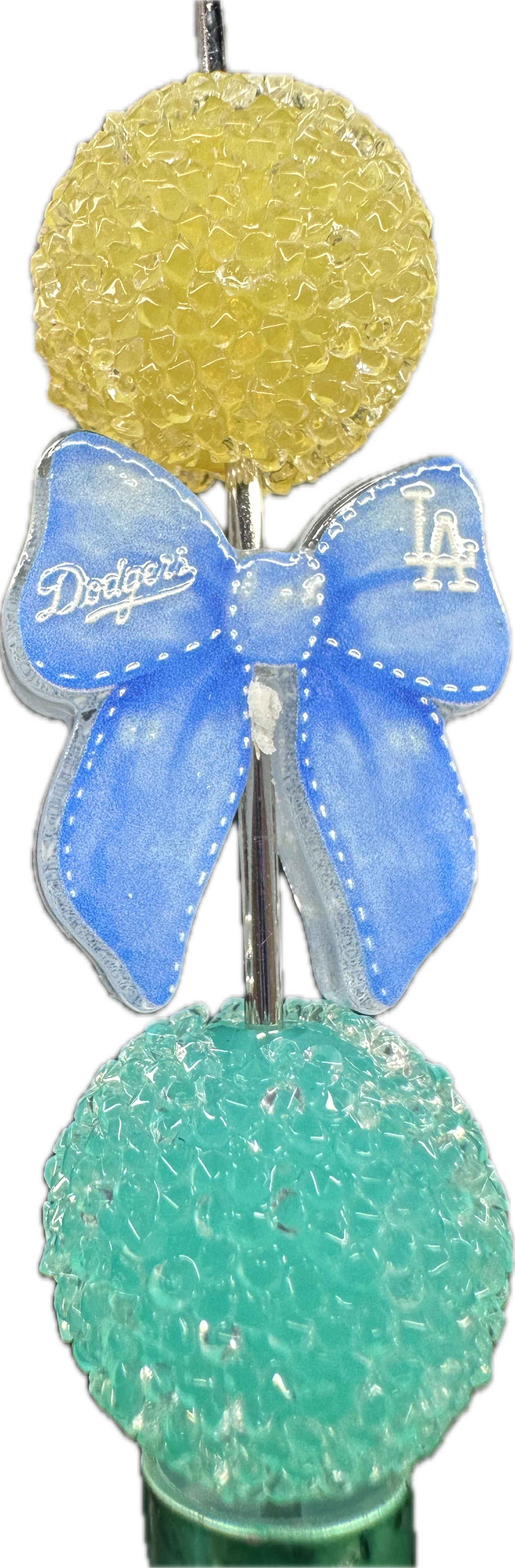 Baseball team acrylic bow focal bead- set of 2/ focal bead/ pen beading / keychain bead/ LA