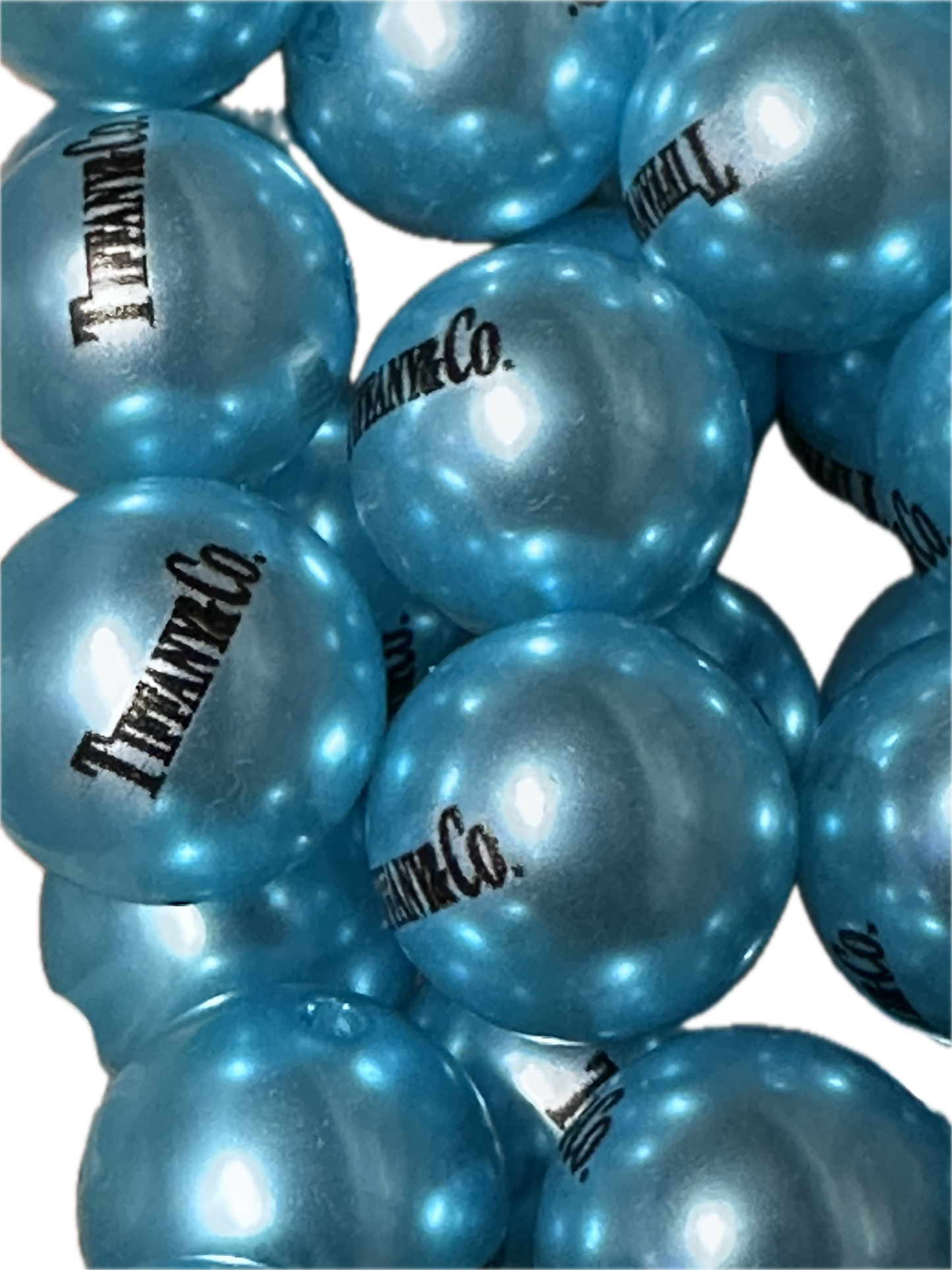 Blue shiny satin beads with design/ Ten (10) round shaped beads included/ jewelry Bead/ beadable pen beads/ keychain bead/ DIY