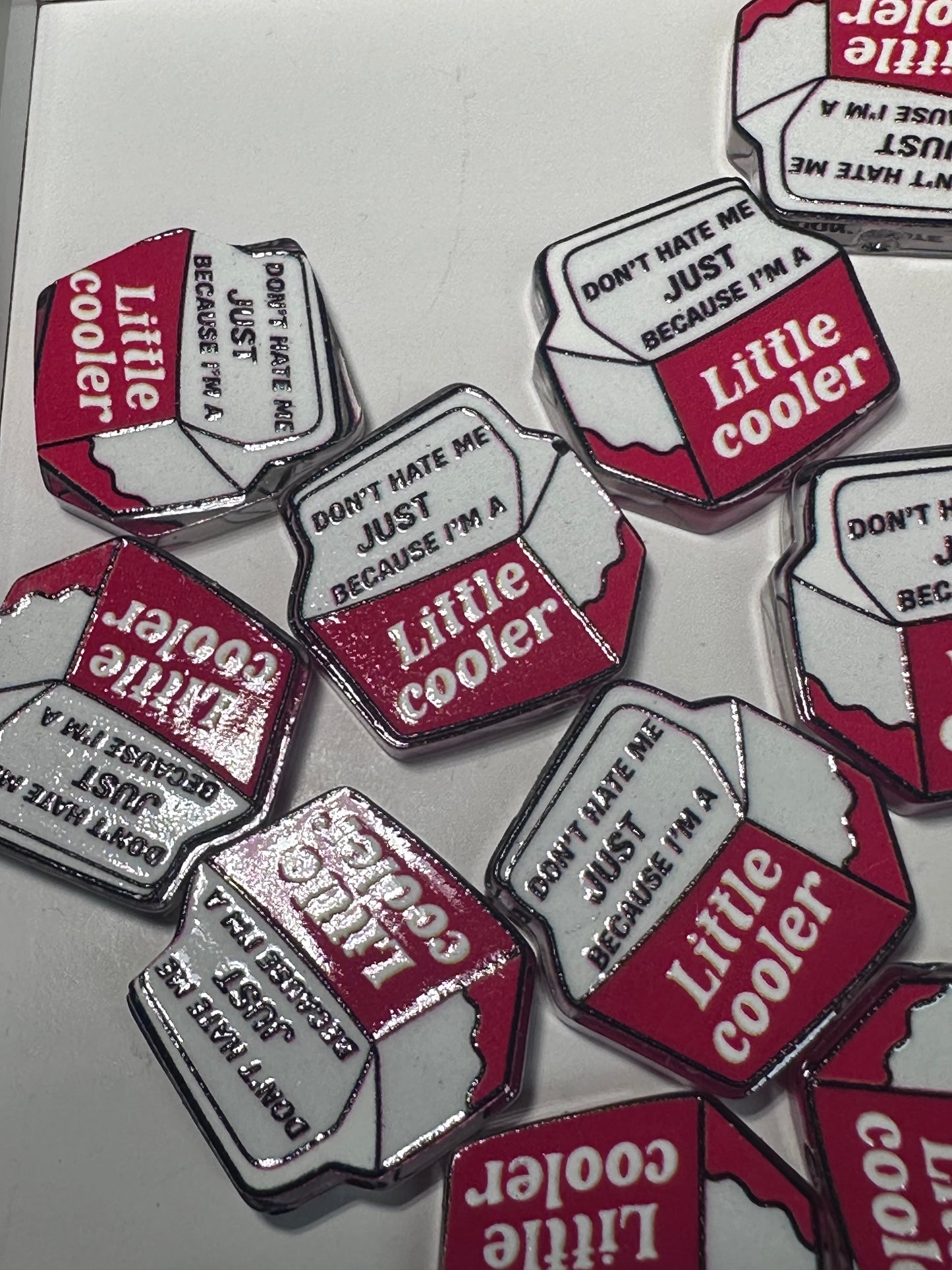 Cooler acrylic focal bead- set of 2/ focal bead/ pen beading / keychain bead