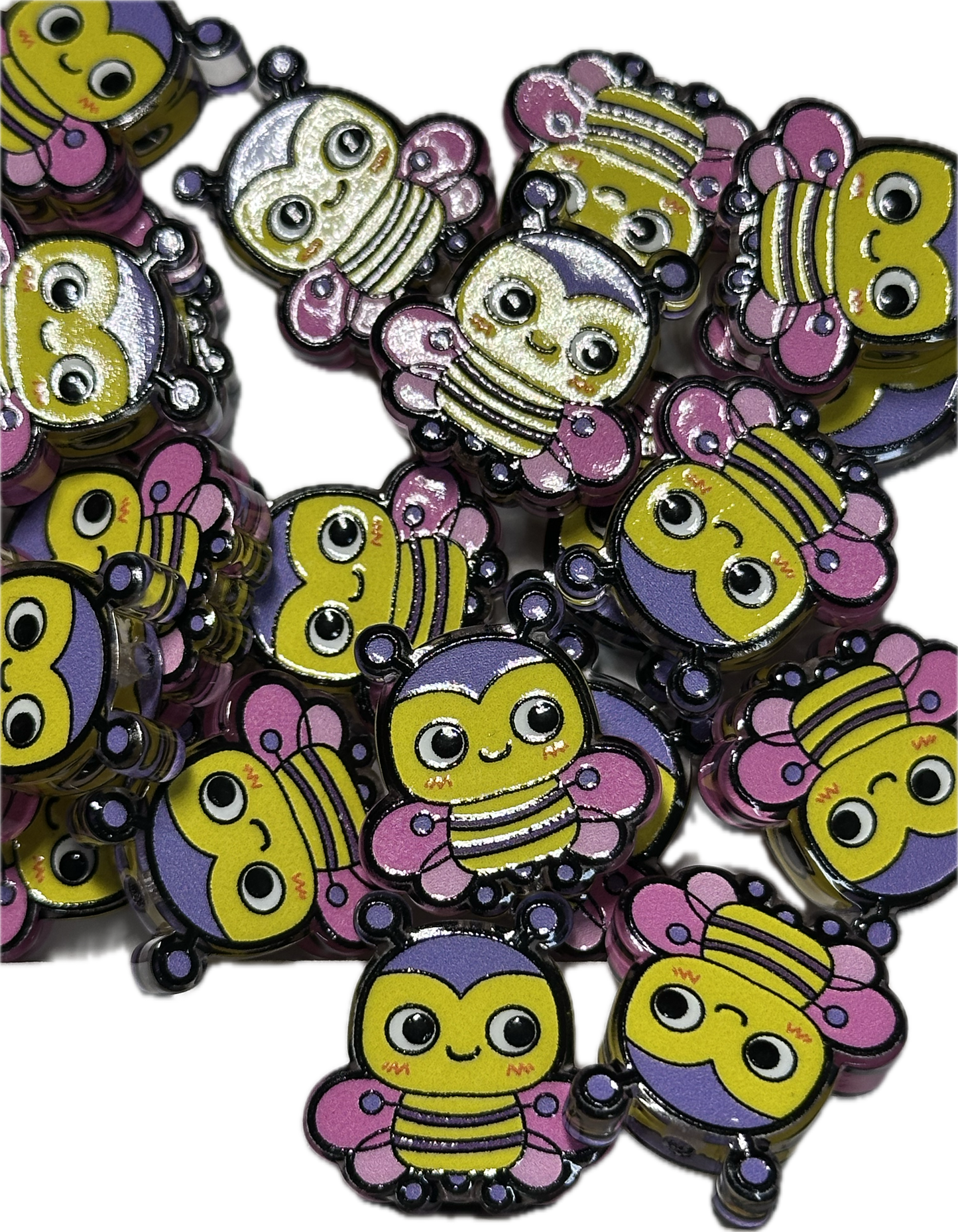 Colorful Bee acrylic focal bead- set of 2/ focal bead/ pen beading / keychain bead/