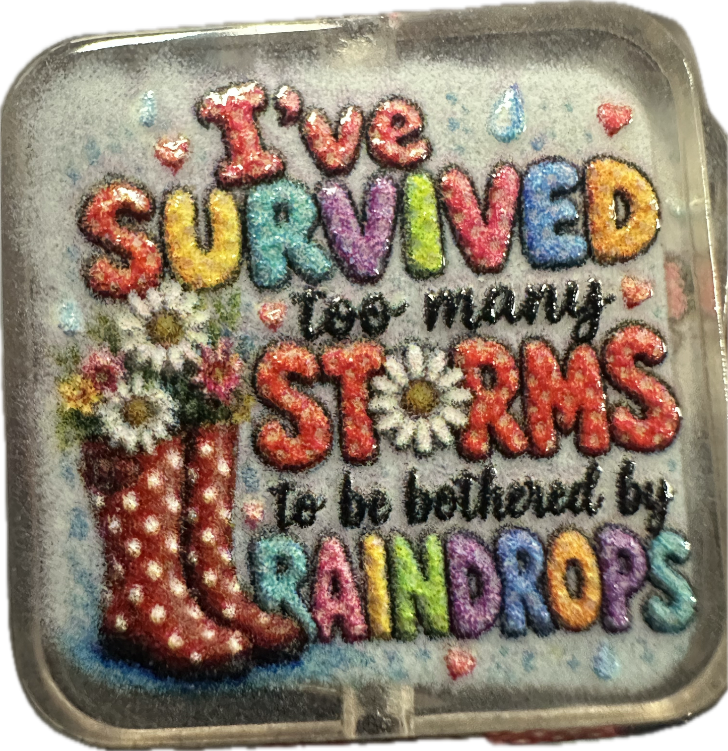 I survived acrylic focal bead- set of 2/ focal bead/ pen beading / keychain bead/ rain boots