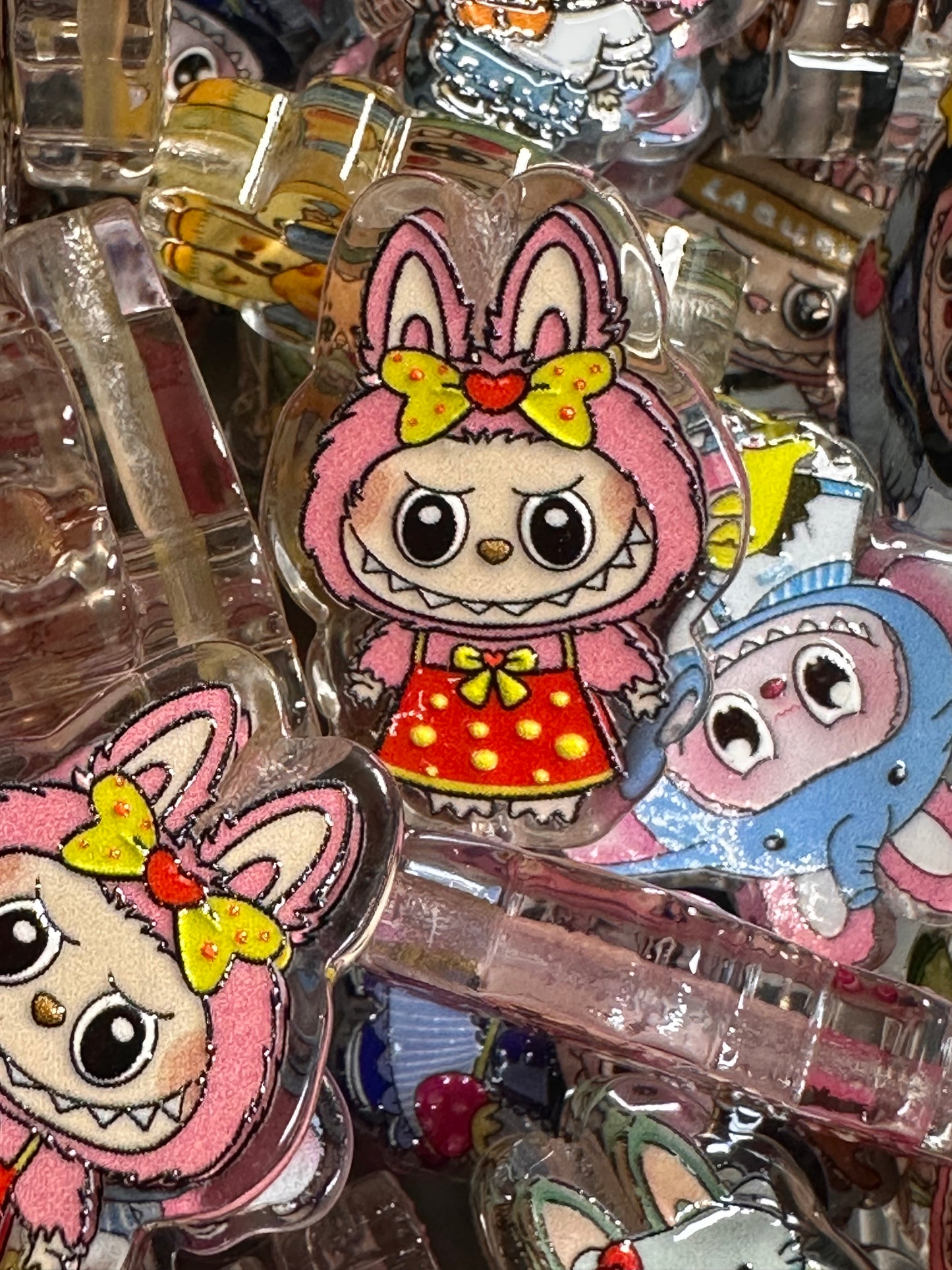 Labubu monster acrylic beads/Five (5) pendants included / keychain DIY/pen beads