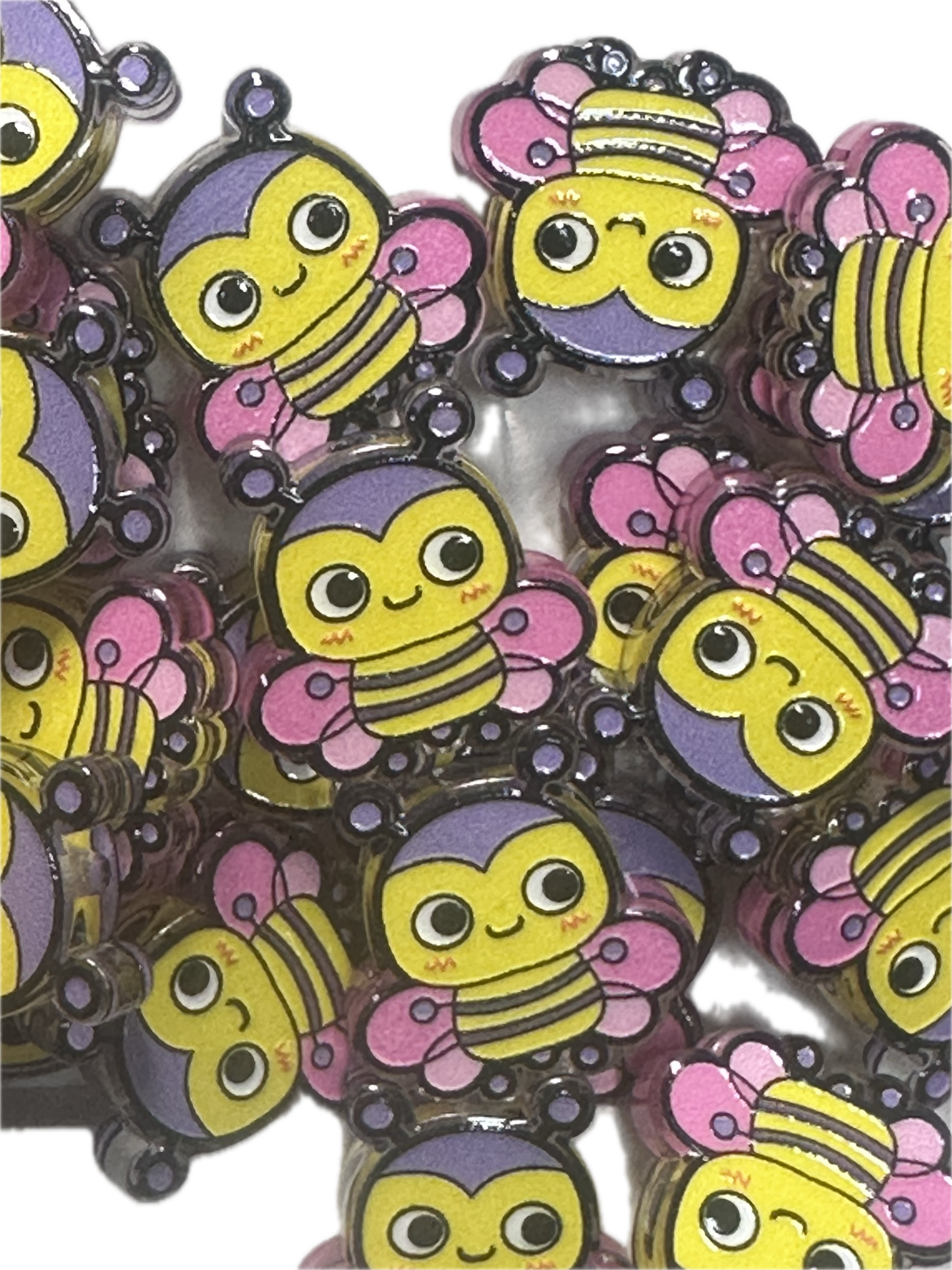 Colorful Bee acrylic focal bead- set of 2/ focal bead/ pen beading / keychain bead/