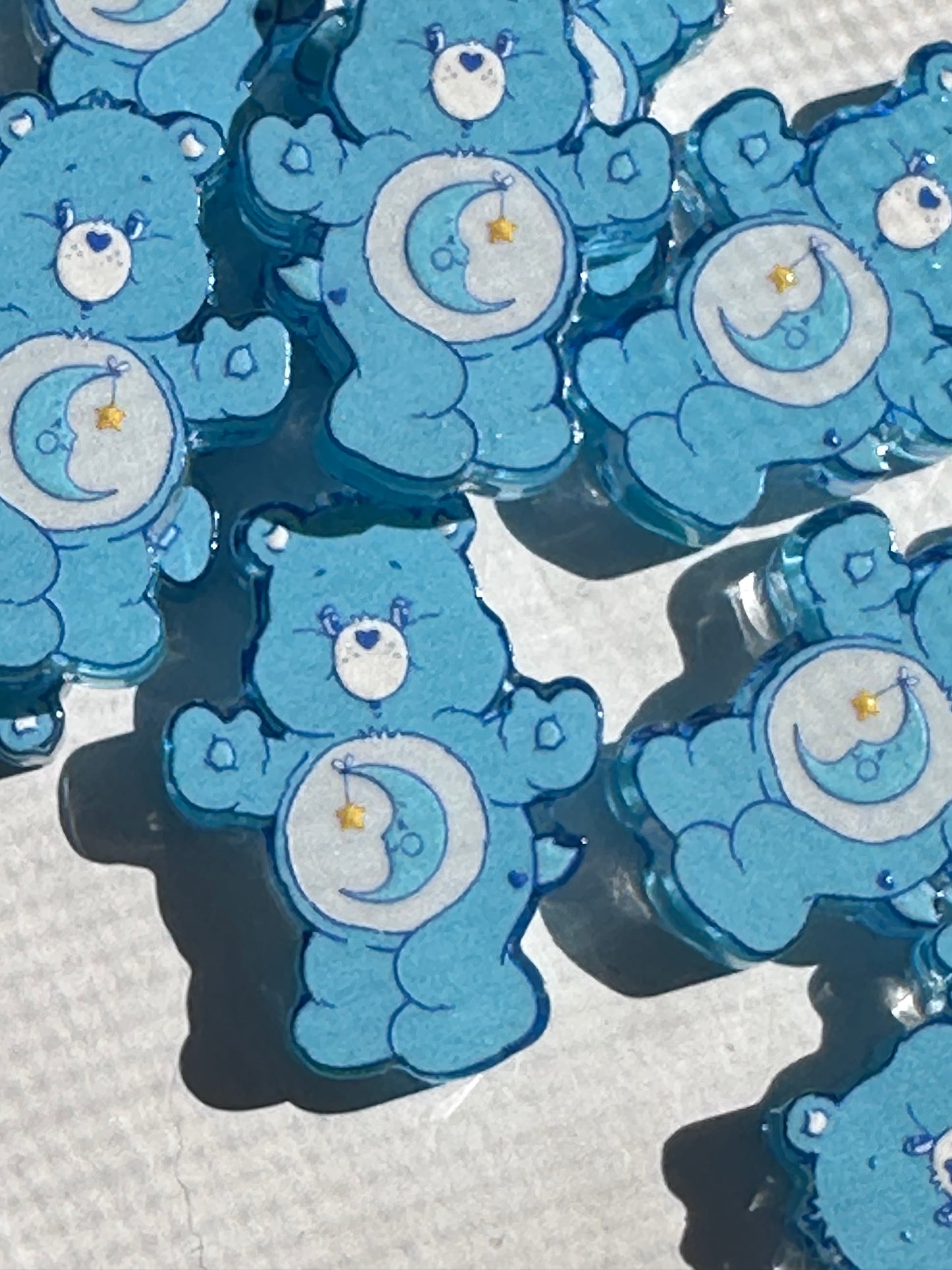 Blue bear with moon acrylic focal bead- set of 2/ focal bead/ pen beading / keychain bead