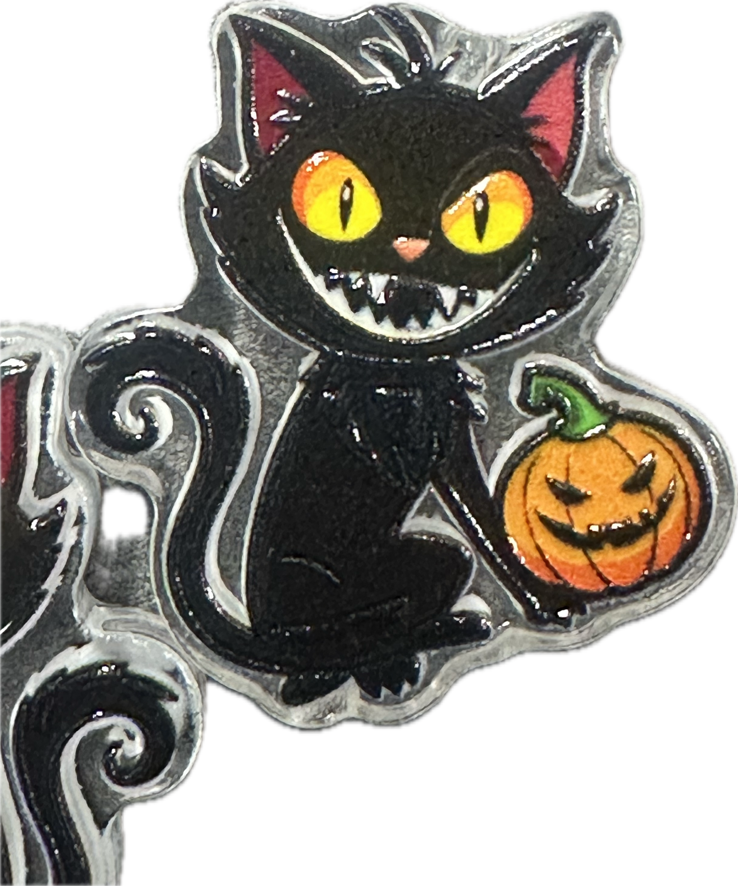 Halloween Black kitty cat acrylic focal bead- set of 2/ focal bead/ pen beading / keychain bead