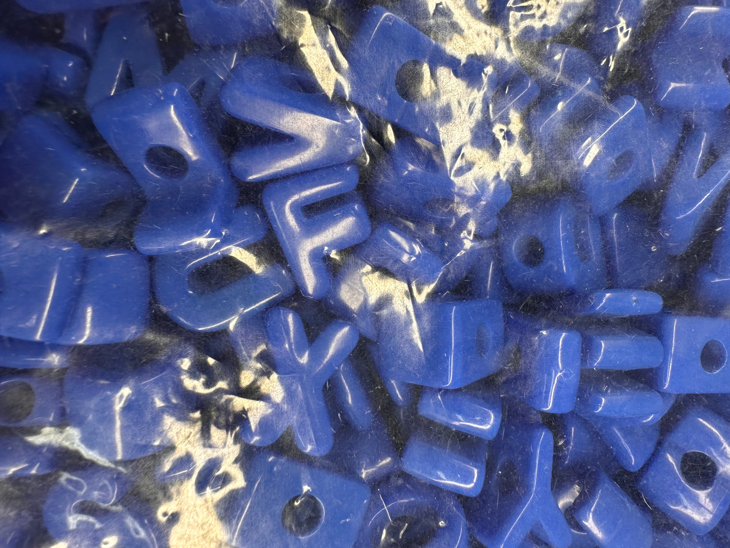 Bright Blue Plastic Letter Beads – Bulk Bag of Mixed A–Z Alphabet Beads (Vertical Hole) over 150 mixed colors alphabet