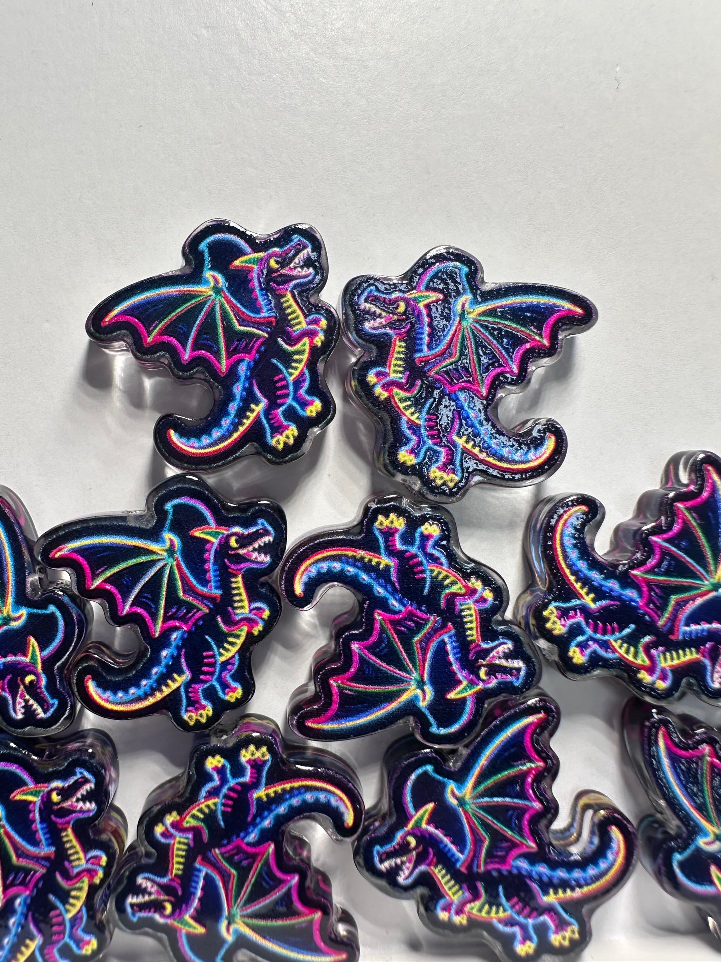 Neon Dragon acrylic focal bead- set of 2/ focal bead/ pen beading / keychain bead/flying dragon