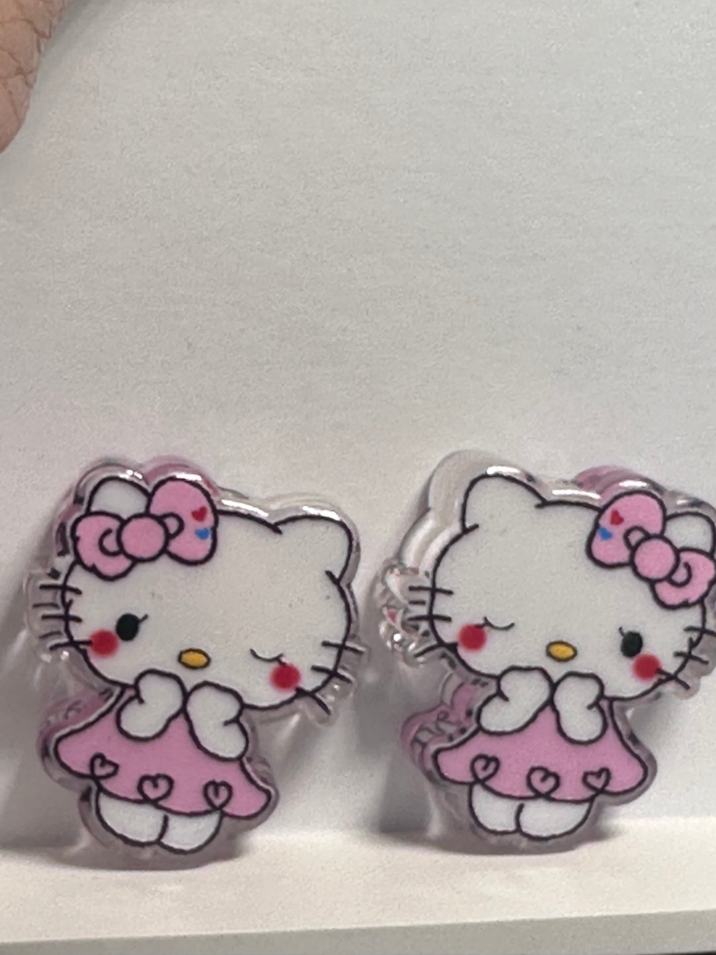 Cute cat in dress winking acrylic focal bead- set of 2/ focal bead/ pen beading / keychain bead /summer cat in pink