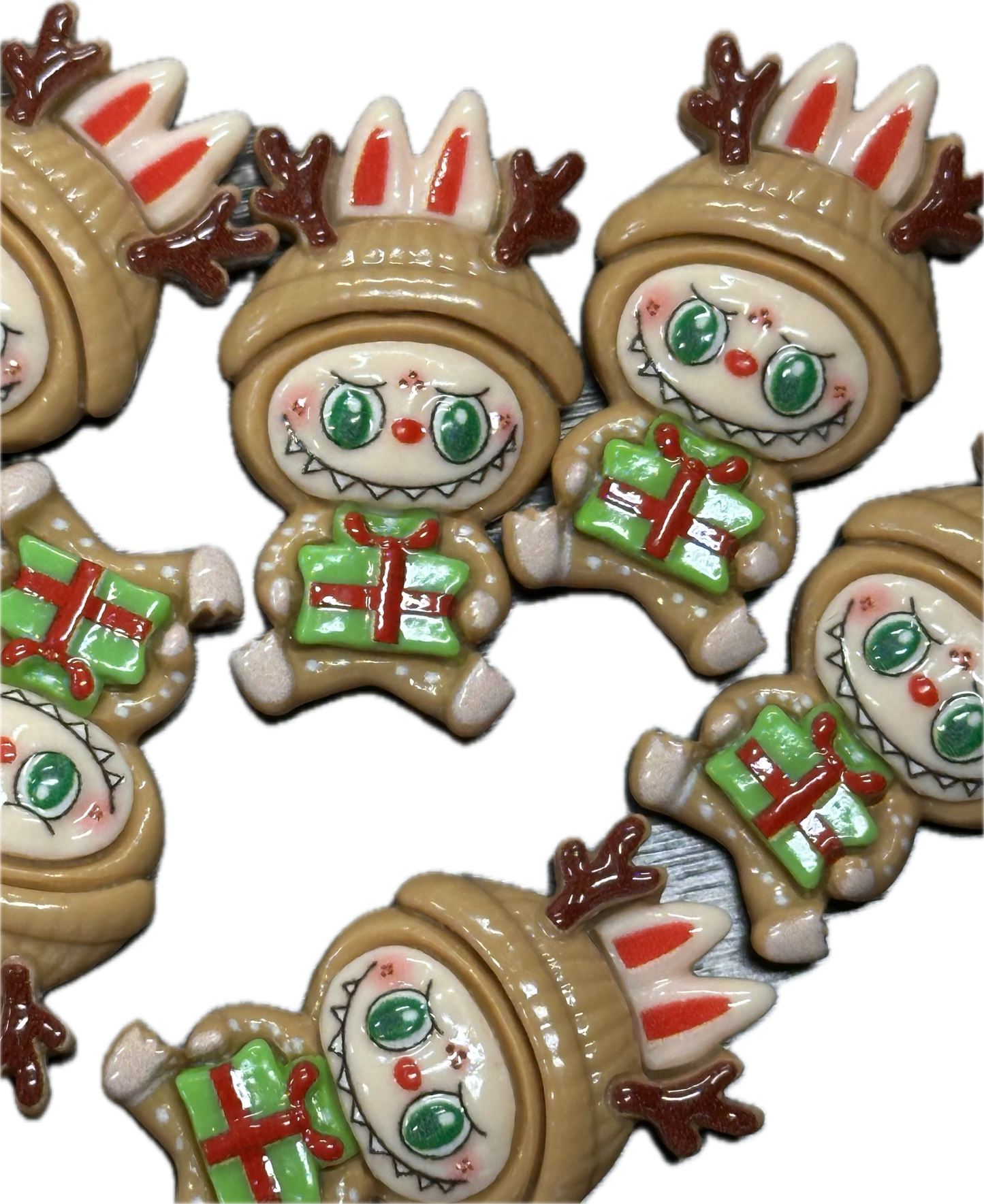 Labubu Christmas flat back charms/ Six different charms included /acrylic pieces perfect for DIY phone cases