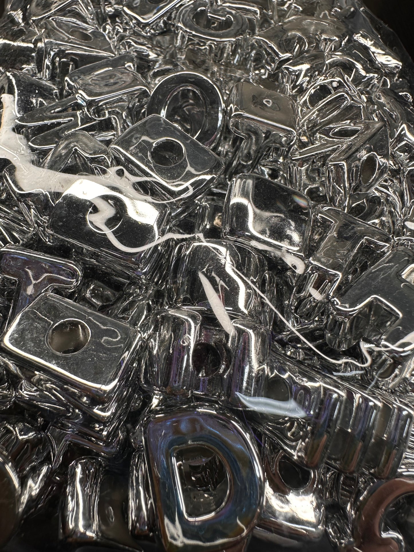 Black Acrylic Plastic Letter Beads – Bulk Bag of Mixed A–Z Alphabet Beads (Vertical Hole) over 150 mixed colors alphabet